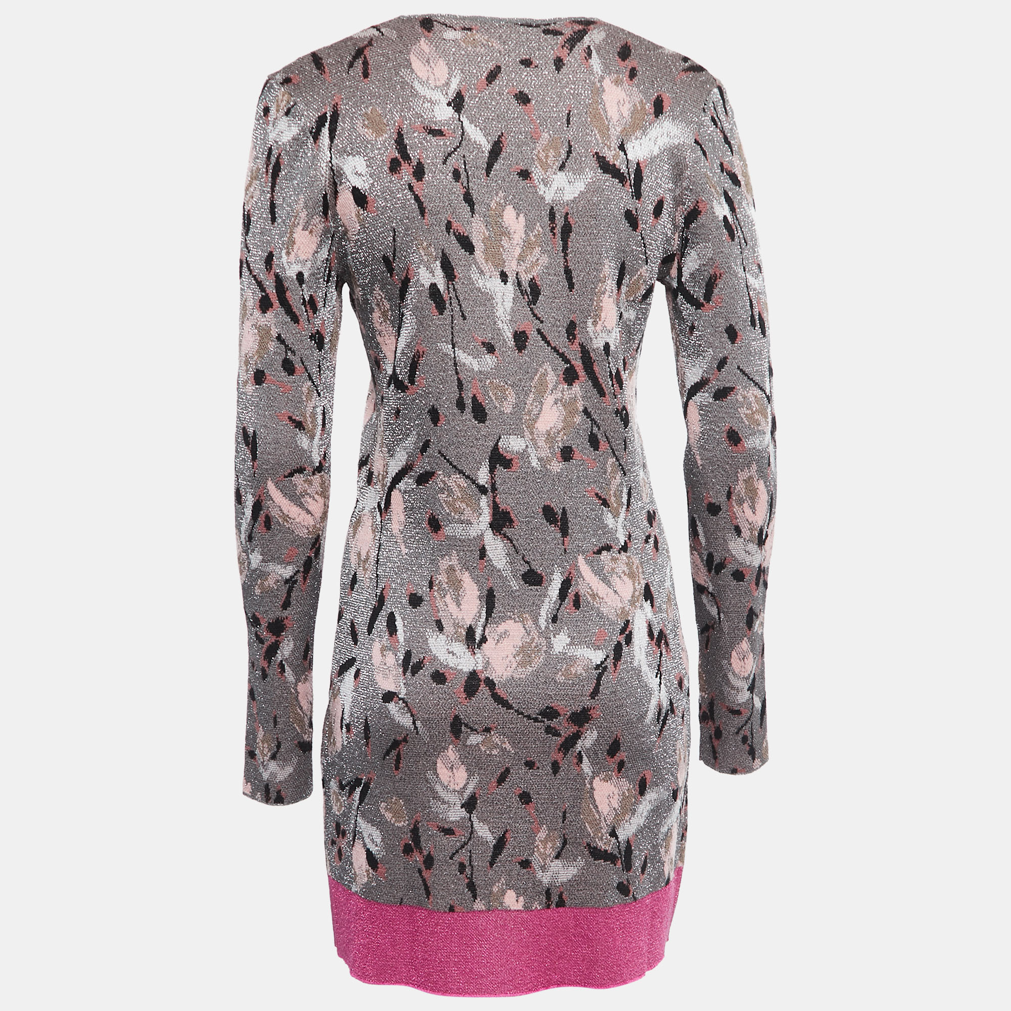 

Missoni Grey Patterned Lurex Knit Long Sleeve Mini Dress