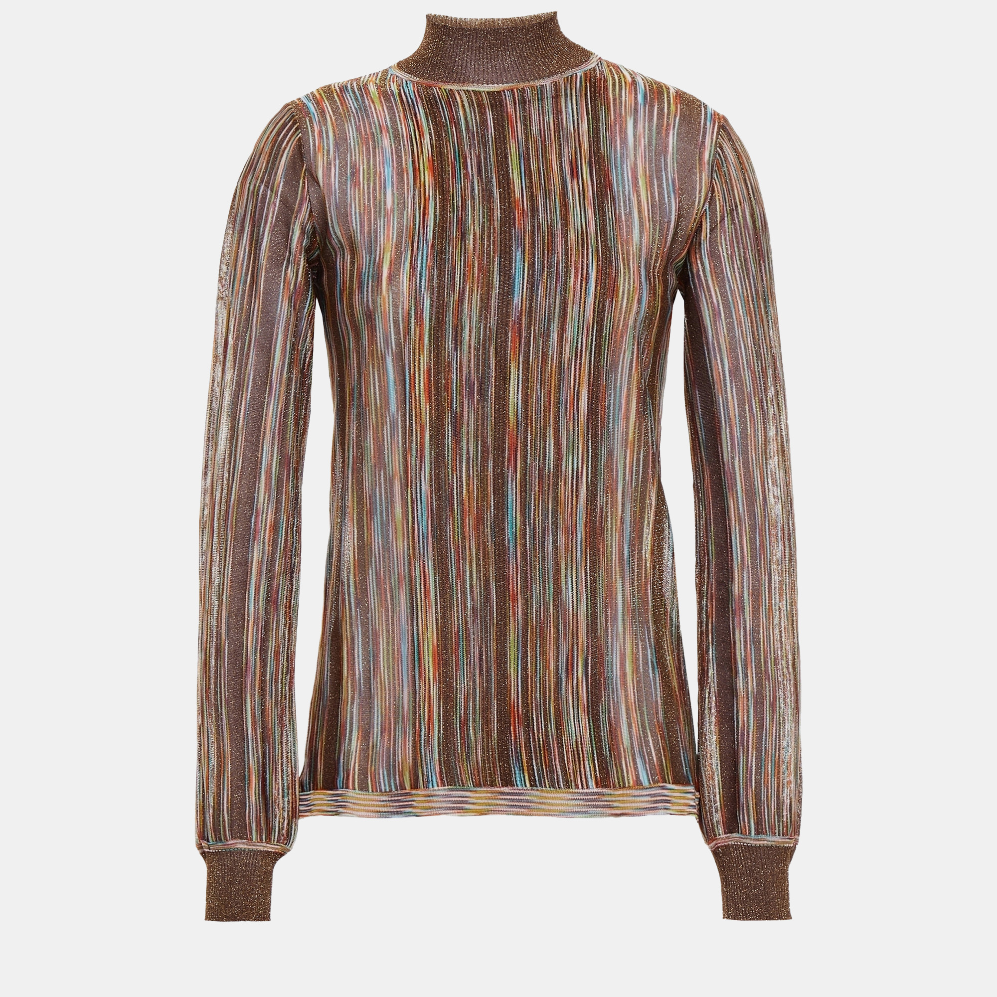 Pre-owned Missoni Velcro Turtleneck Sweaters 40 In Brown