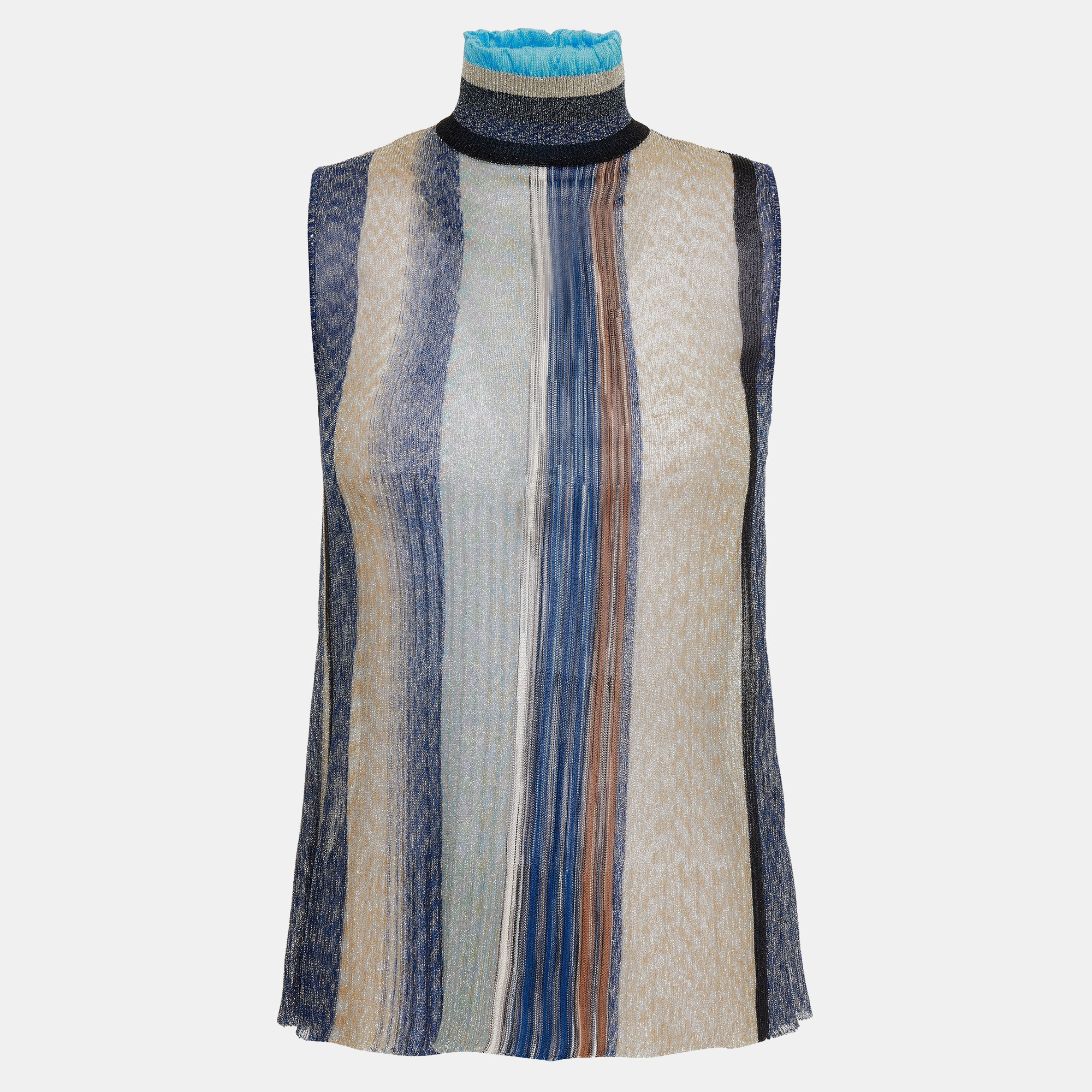 Pre-owned Missoni Polyester Sleeveless Top 42 In Blue