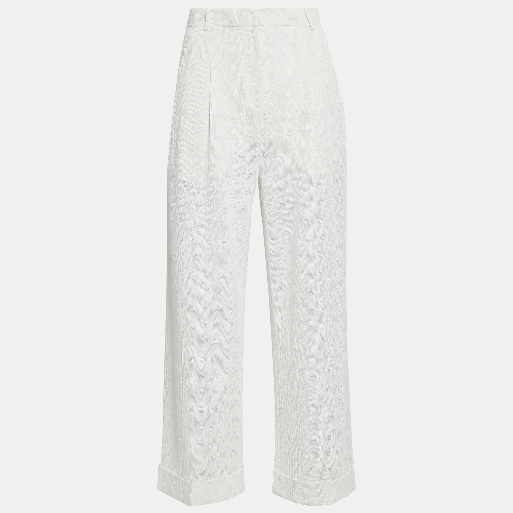 Pre-owned Missoni Viscose Straight Leg Pants 40 In White