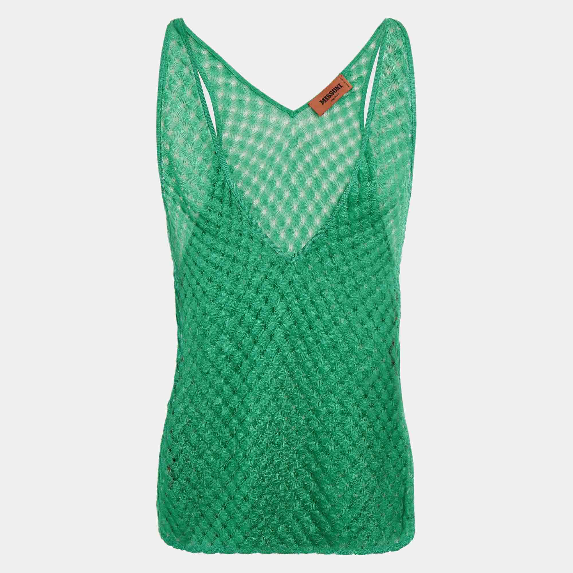 Pre-owned Missoni Viscose Sleeveless Top 38 In Green