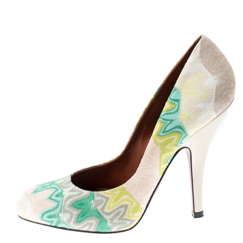 

Missoni Multicolor Knit Fabric Pumps Size