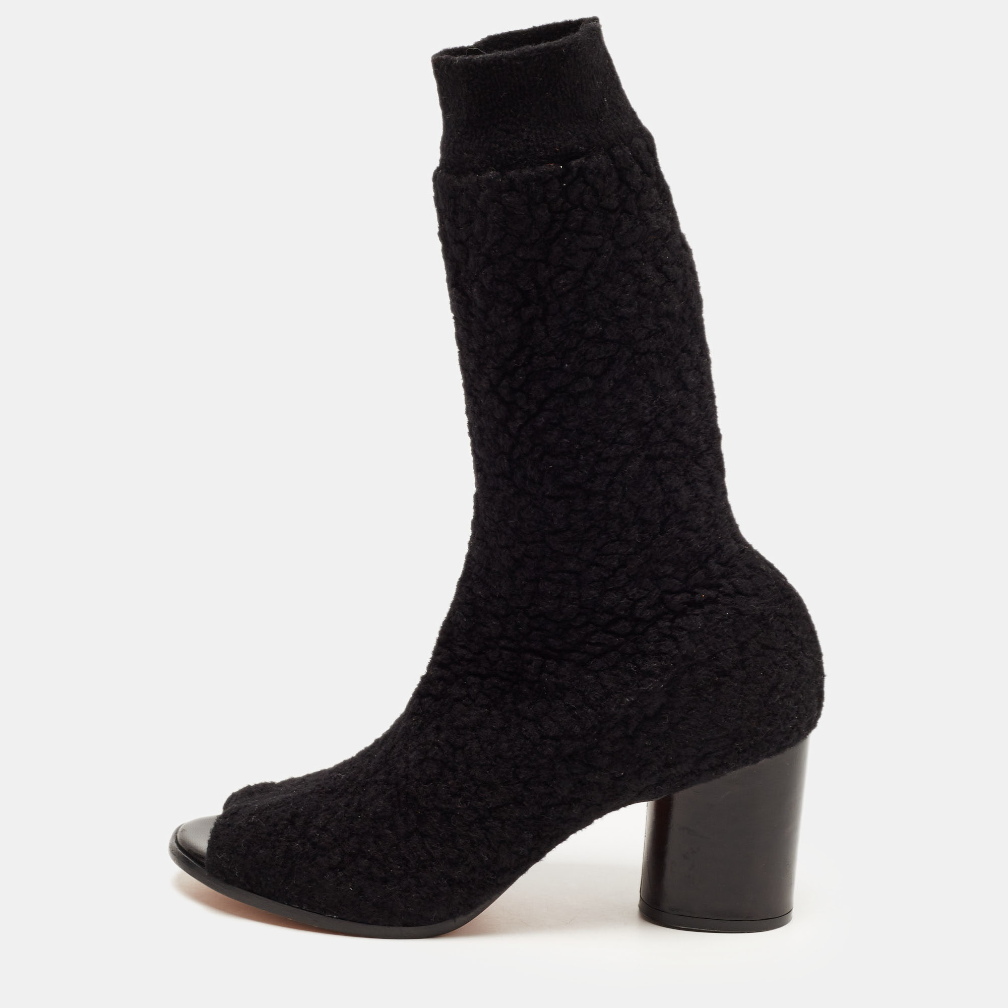 

Missoni Black Terry Fabric Sock Peep Toe Booties Size