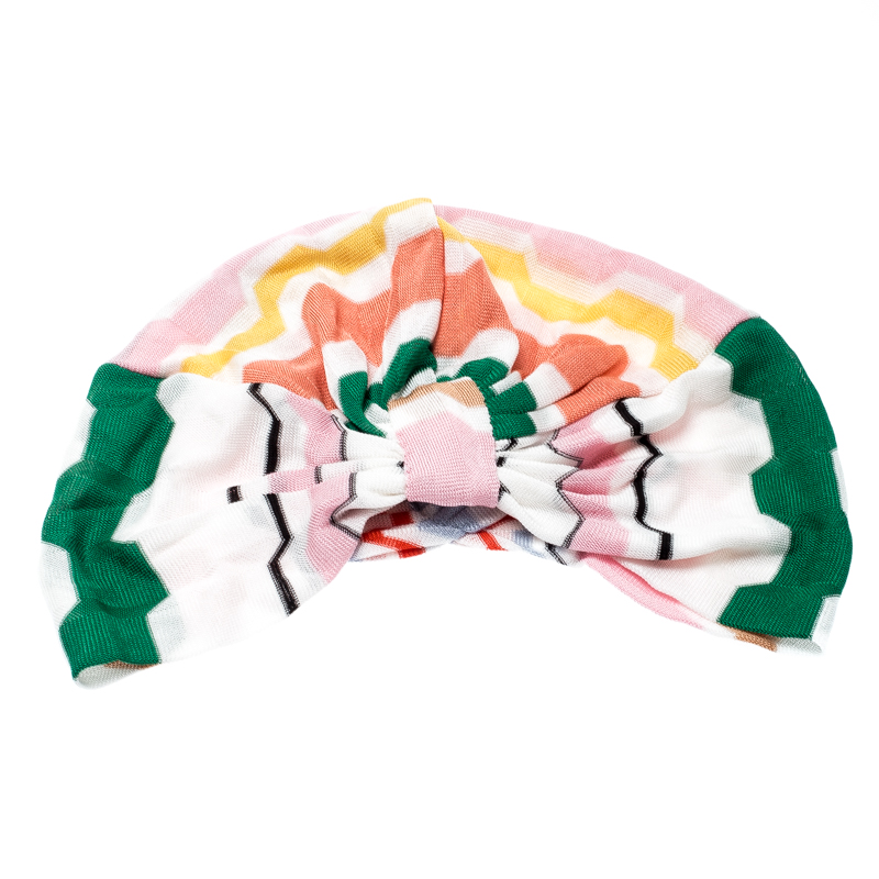 

Missoni Mare Multicolor Zig Zag Pattern Knit Beach Turban