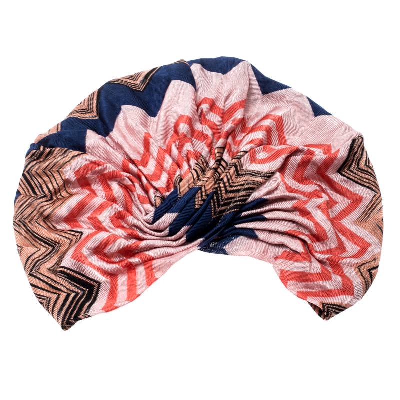 Pre Owned Missoni Mare Multicolor Zig Zag Pattern Knit Beach Turban