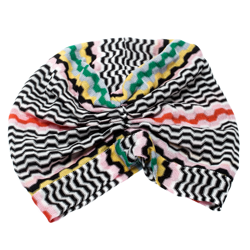 

Missoni Mare Multicolor Zig Zag Pattern Knit Beach Turban