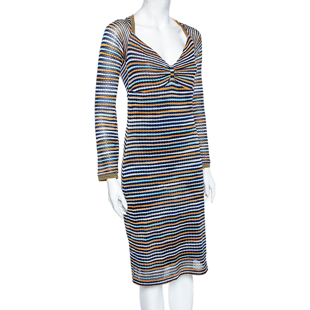

Missoni Sport Multicolored Knit Long Sleeve Dress, Multicolor