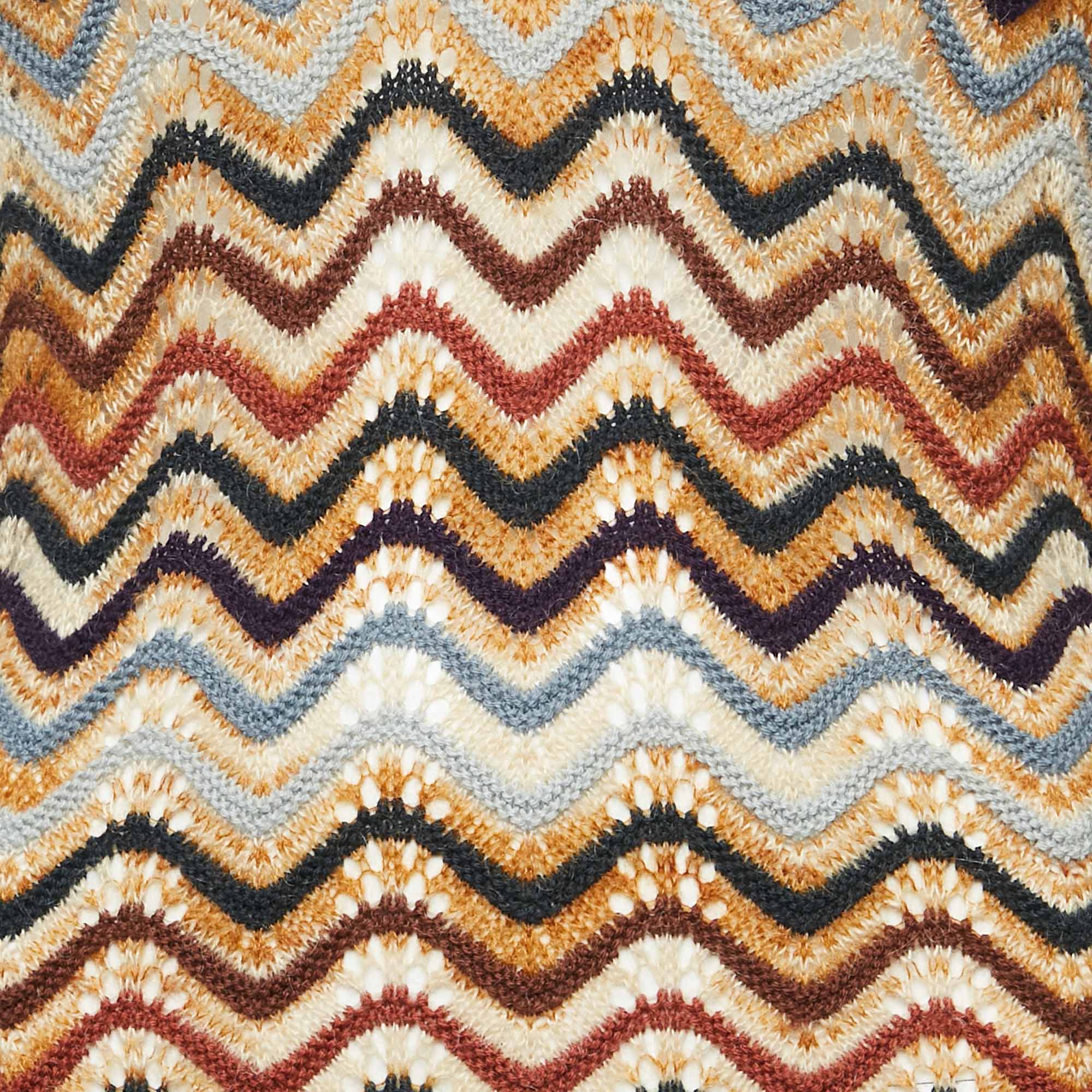 Missoni Sport Vintage Brown Chevron Crochet Midi Dress L 