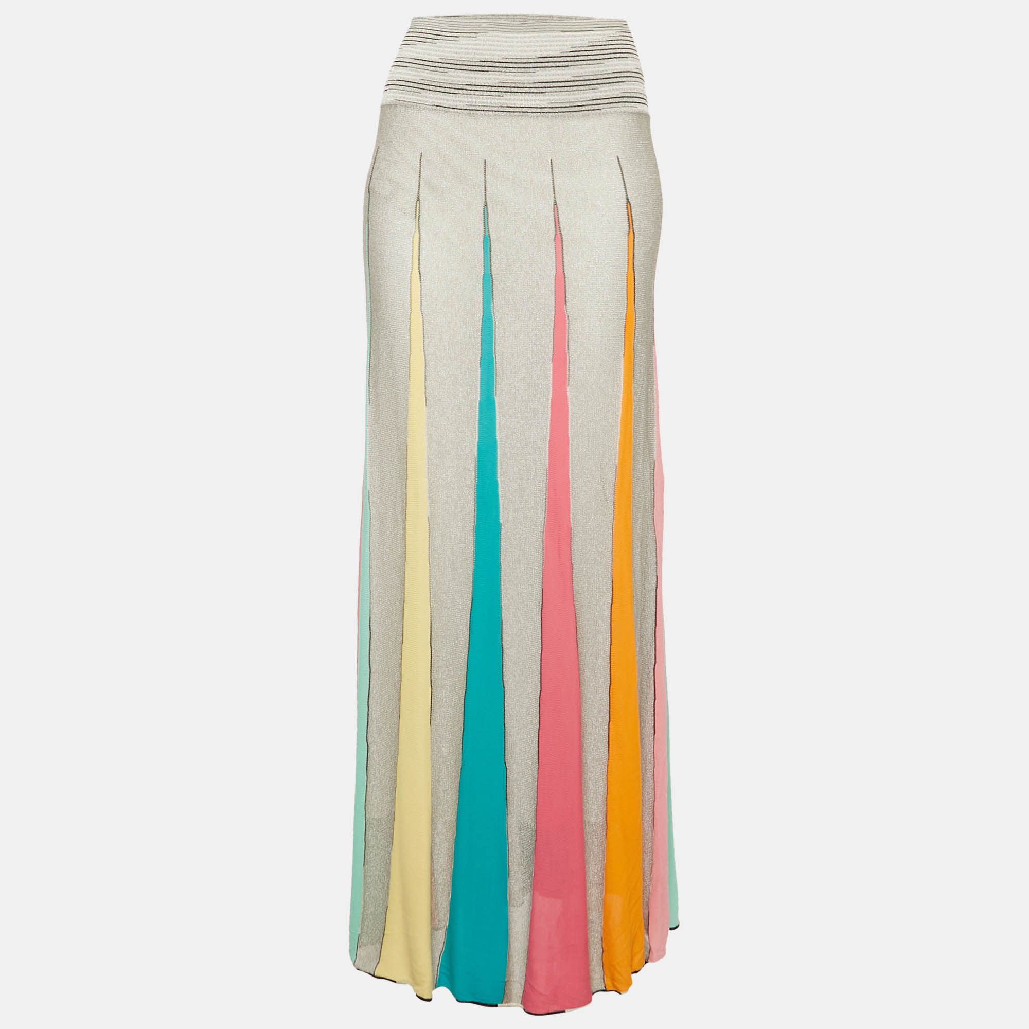 

Missoni Sport Grey Striped Knit Flared Maxi Skirt M