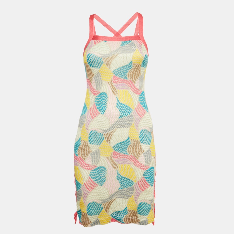 

Missoni Sport Pink Patterned Knit Lace-Up Mini Dress S, Multicolor