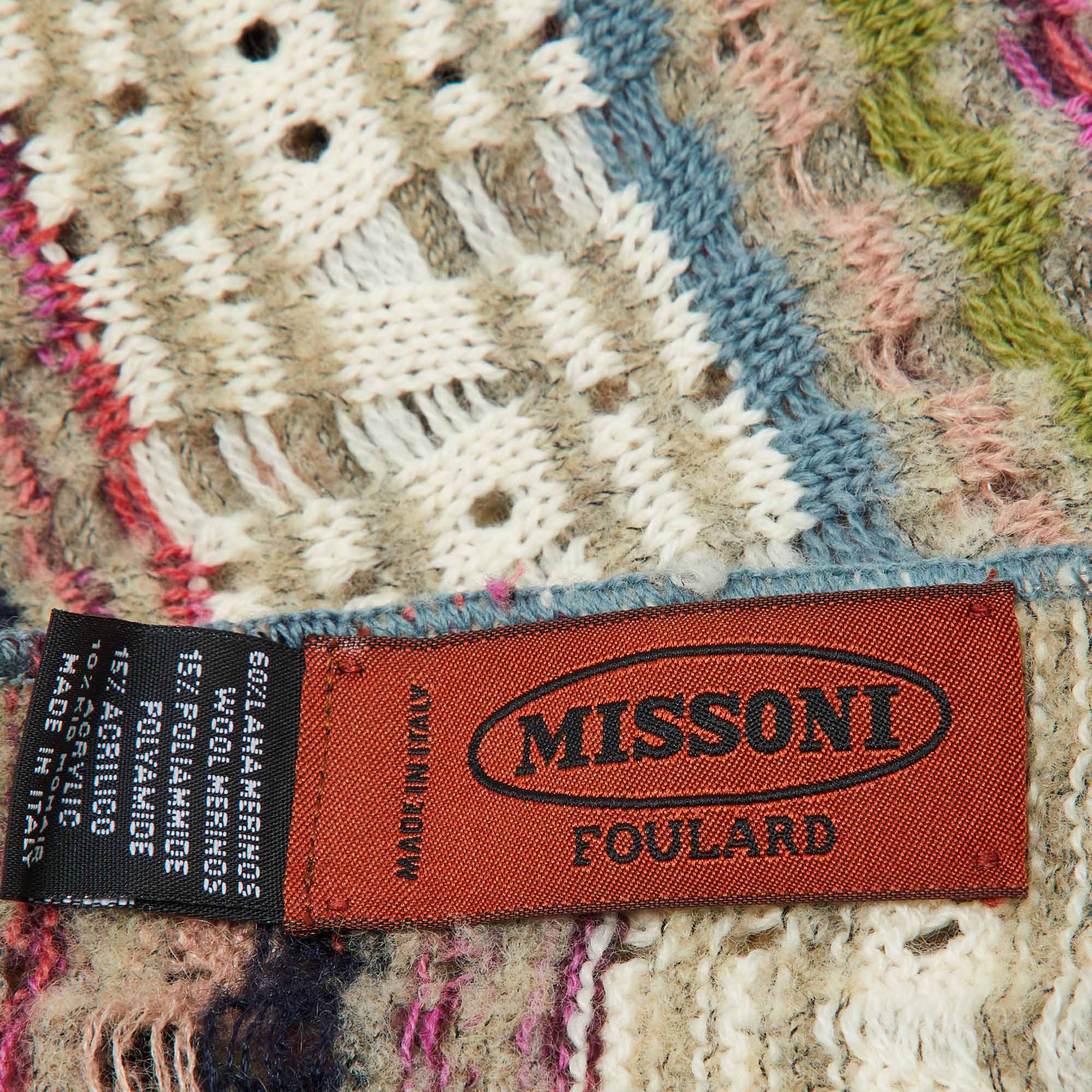 Missoni Multicolor Eyelet Knit Wool & Mohair Stole 