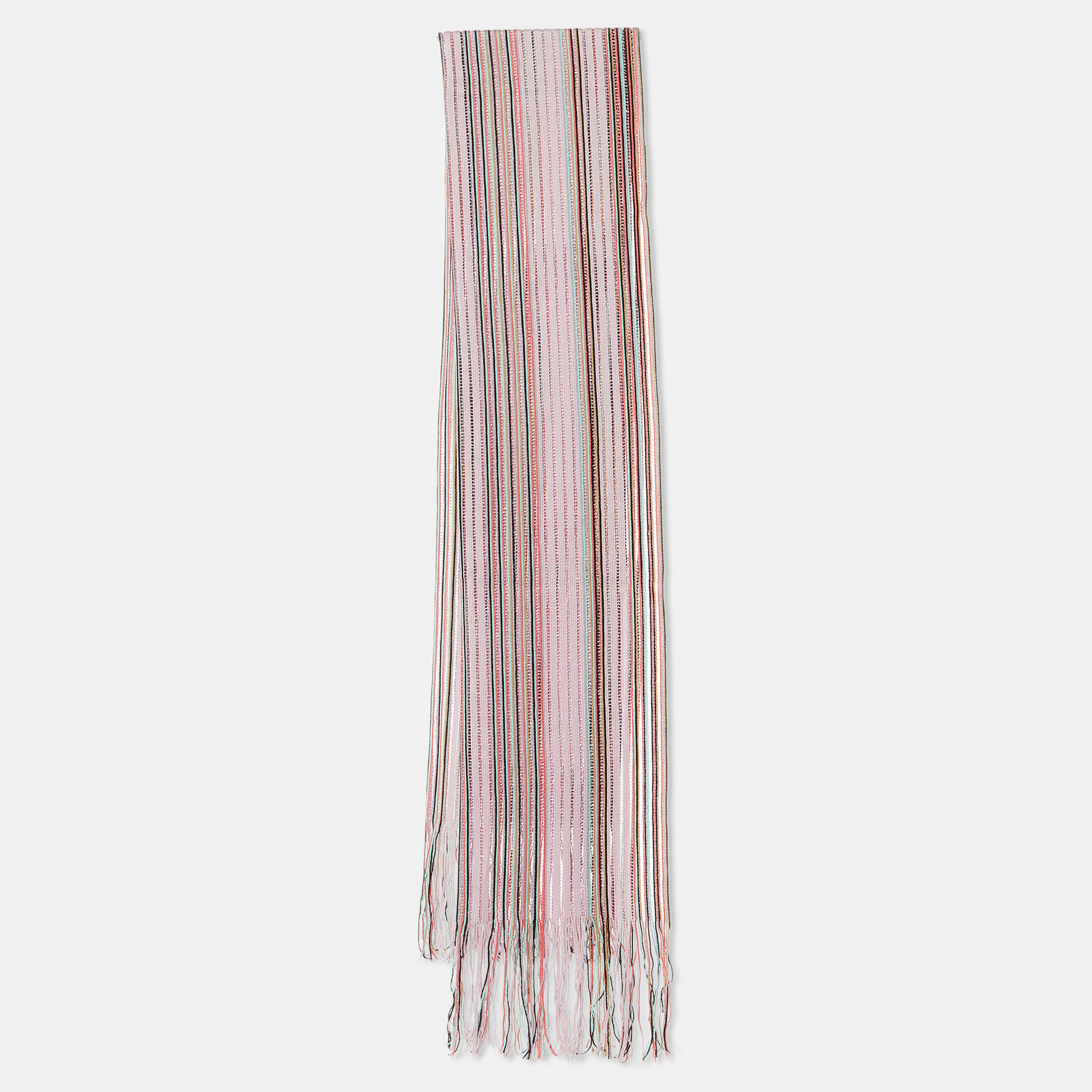 

Missoni Pink Striped Lurex & Wool Fringed Stole