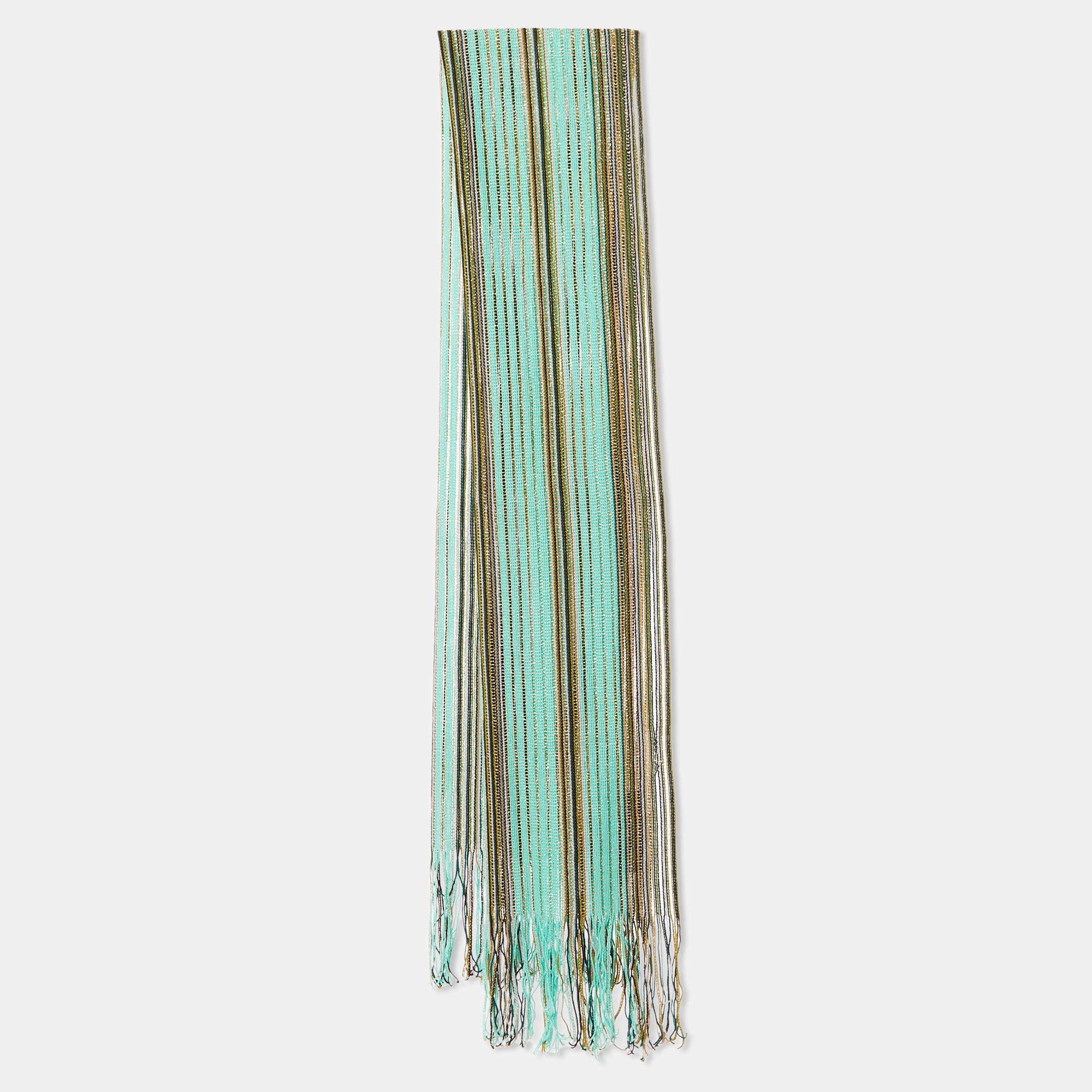 

Missoni Green Striped Lurex Wool Knit Stole