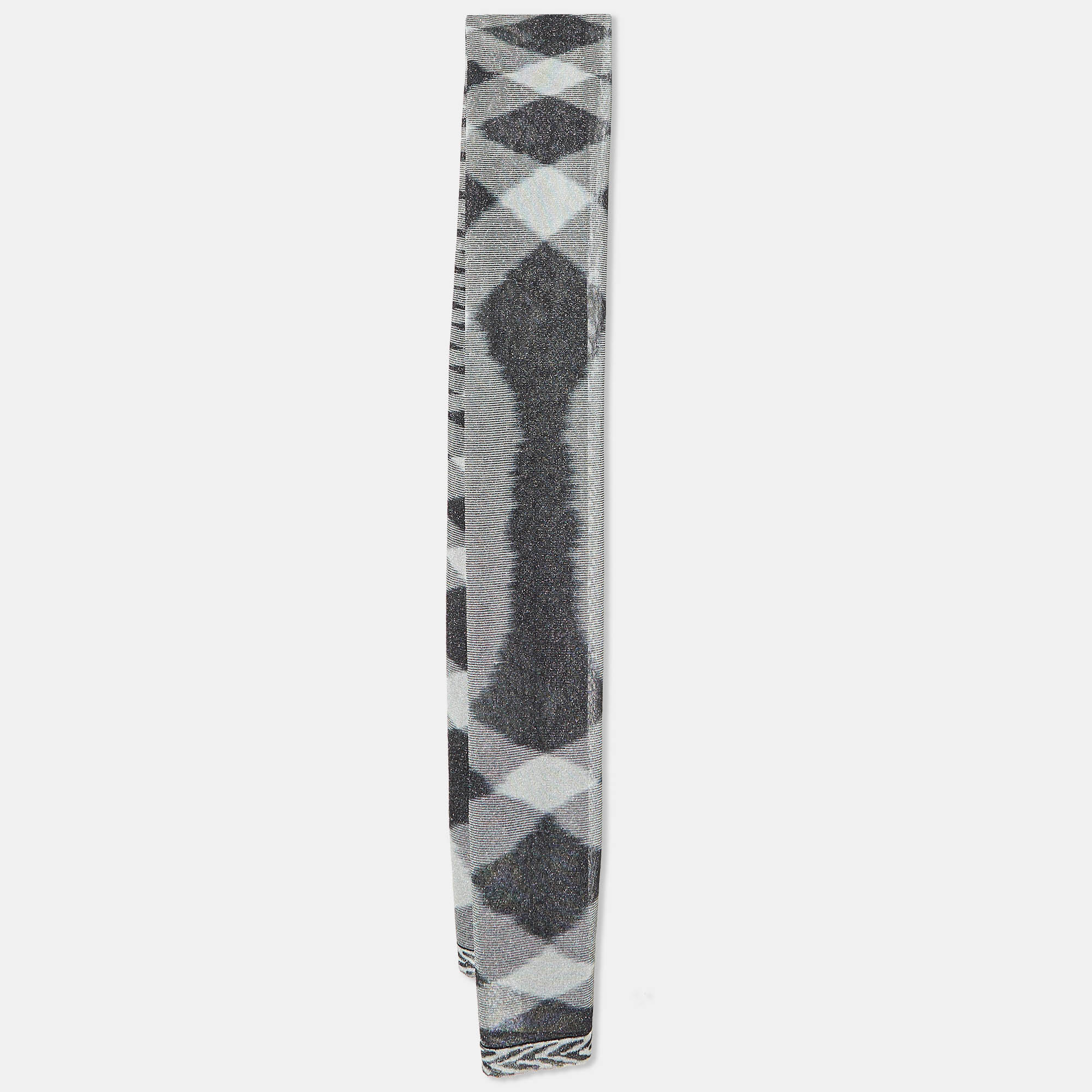 

Missoni Monochrome Diamond Pattern Lurex Knit Stole, Grey