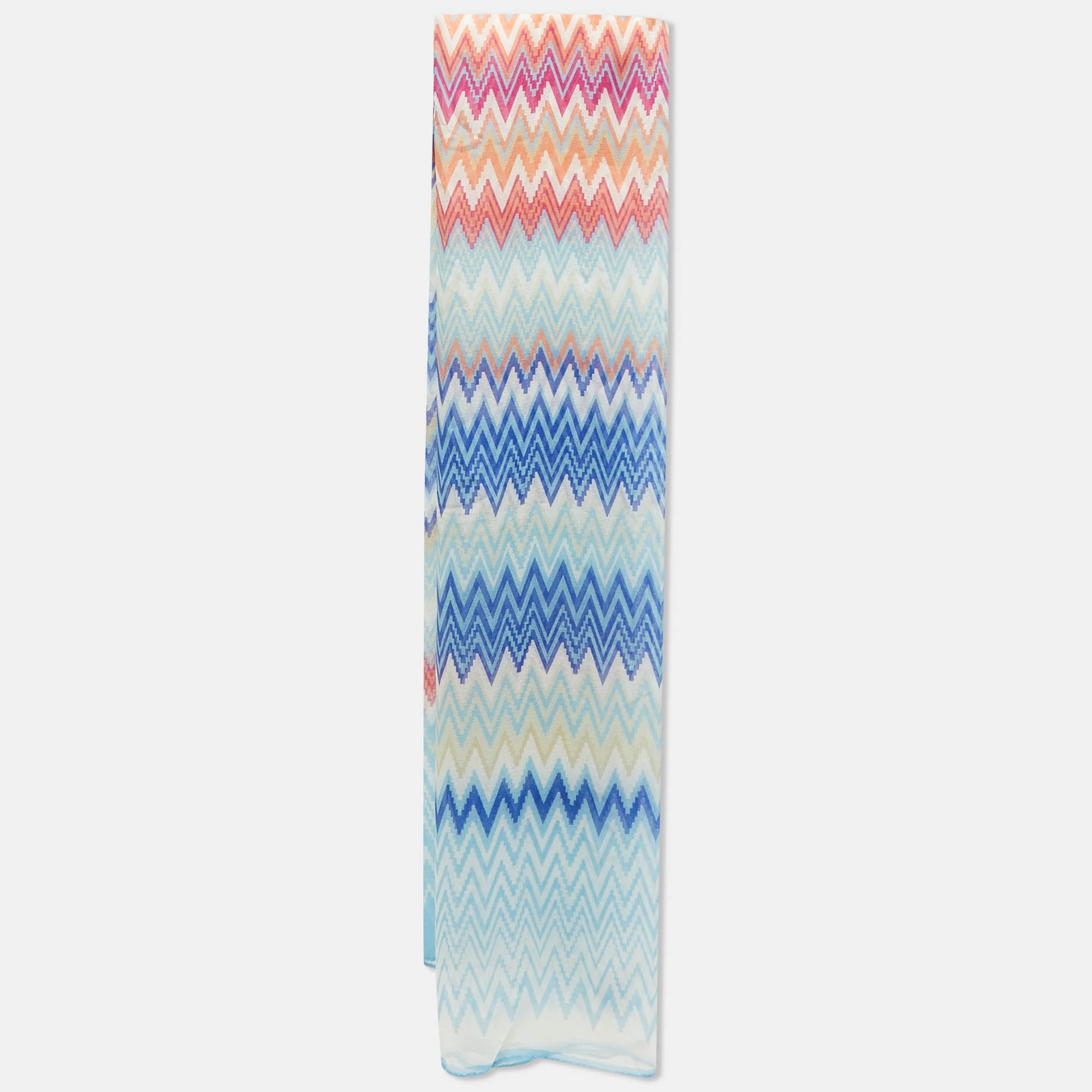 

Missoni Blue Chevron Print Silk Scarf