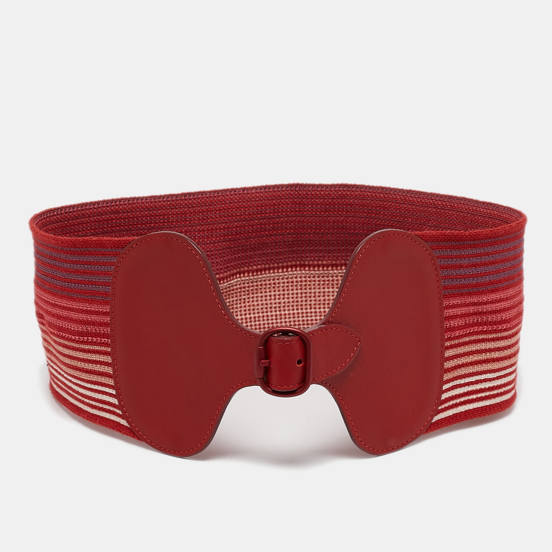 

Missoni Red Elastic Band and Leather Stripe Waist Belt