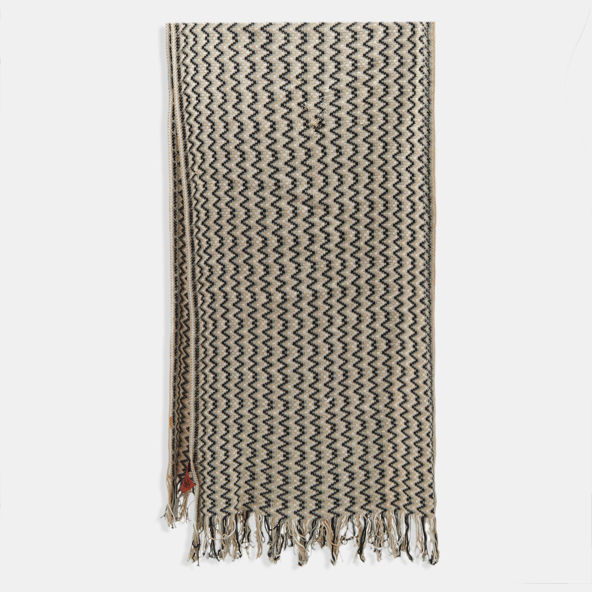 

Missoni Beige/Black Zig Zag Crochet Scarf