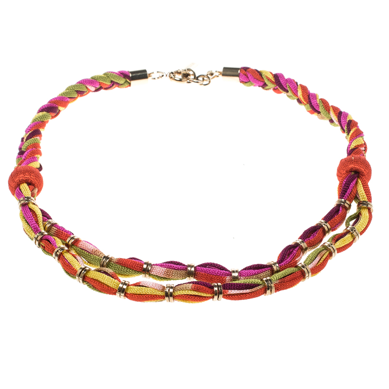 Pre Owned Missoni Multicolor Double Rope Braided Necklace