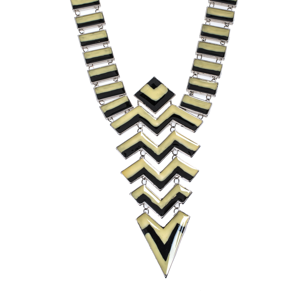 

Missoni Enamel Silver Tone Geometric Shaped Long Necklace, Multicolor