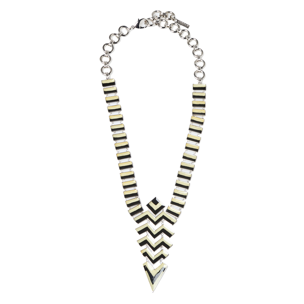 

Missoni Enamel Silver Tone Geometric Shaped Long Necklace, Multicolor