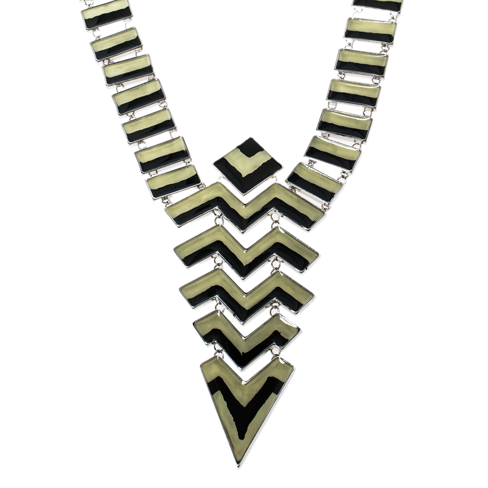 

Missoni Enamel Silver Tone Geometric Pattered Necklace