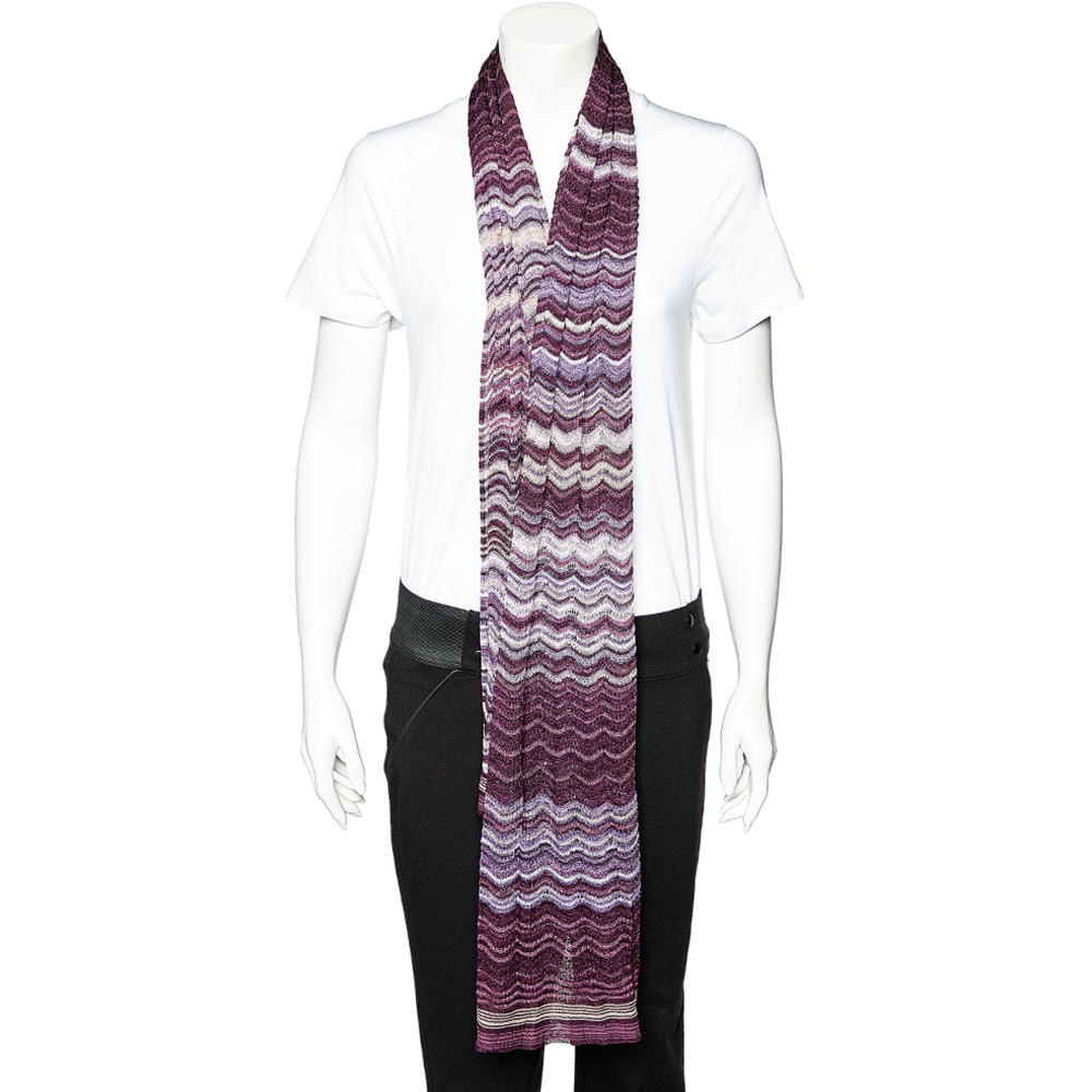 

Missoni Purple Chevron Pointelle Knit Stole