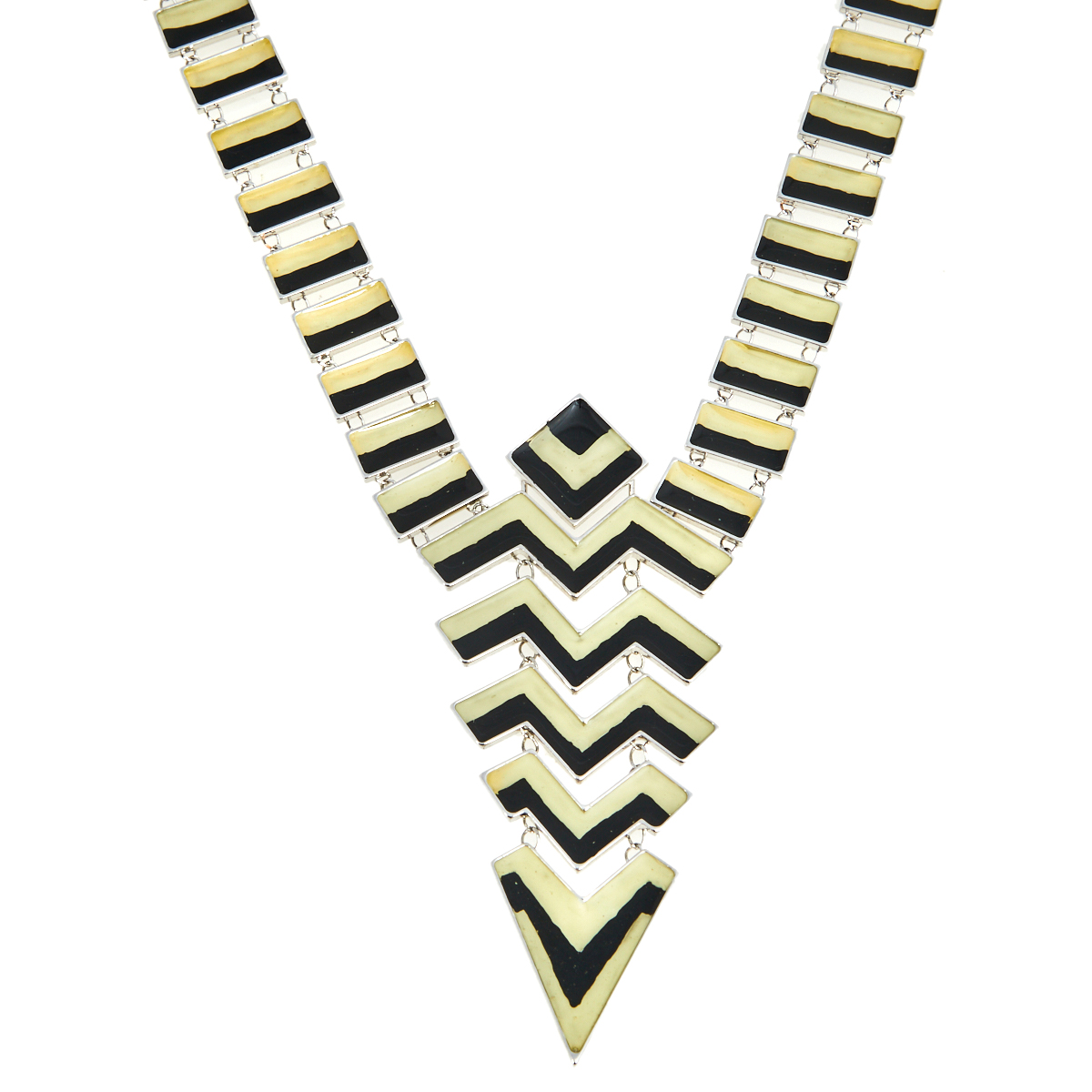 

Missoni Enamel Silver Tone Geometric Shaped Long Necklace