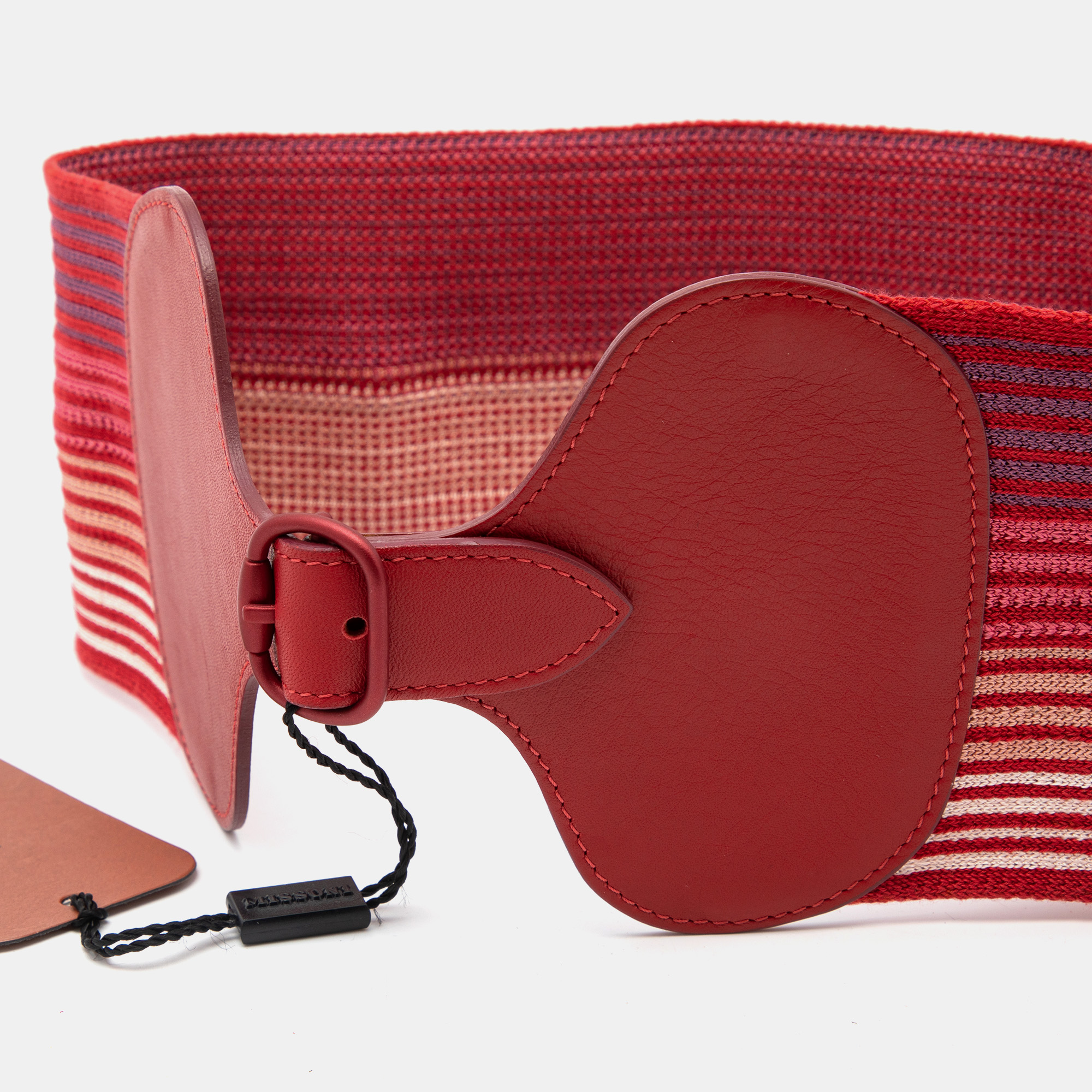 

Missoni Red Elastic Fabric and Leather Waist Belt Size