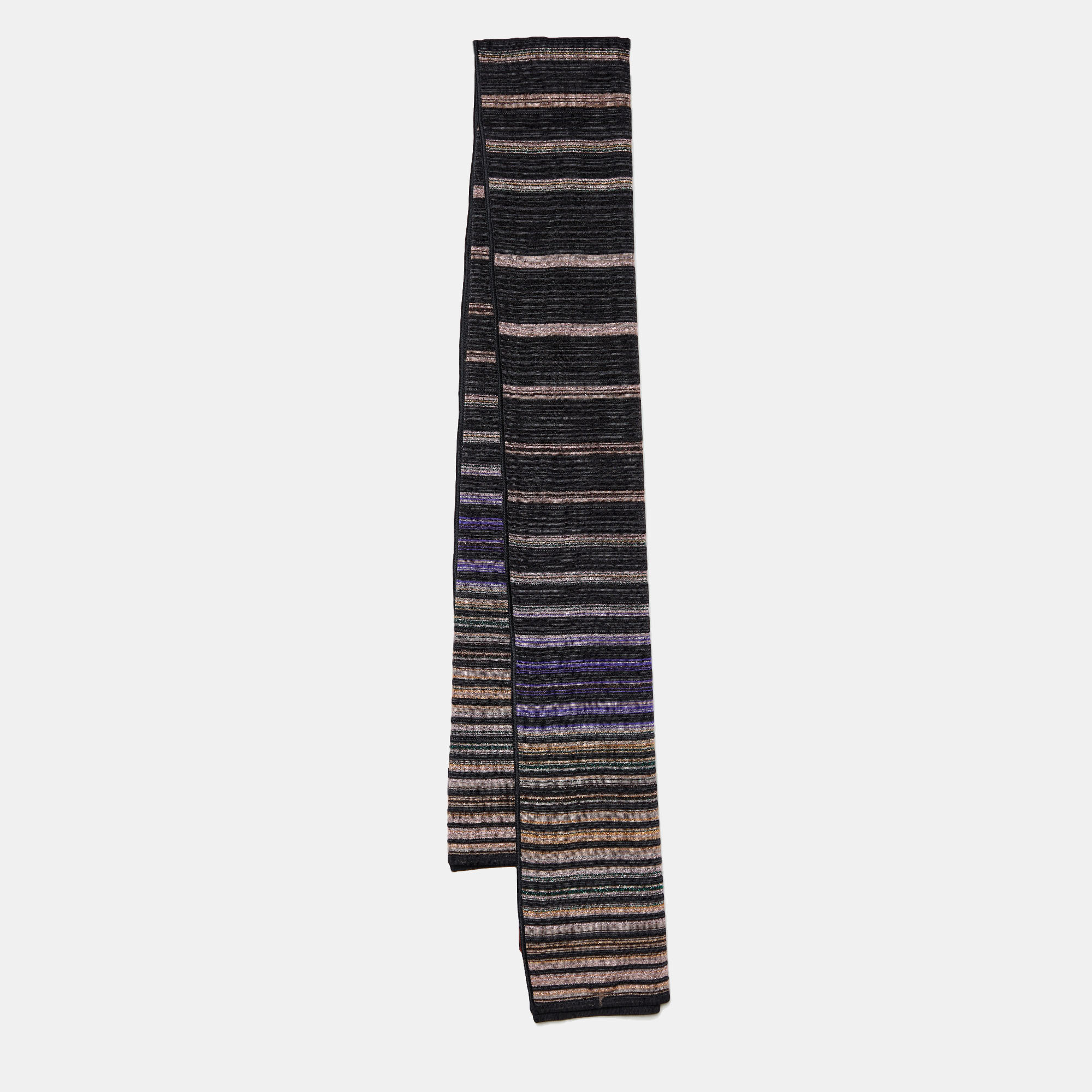 Pre-owned Missoni Black Striped Lurex Knit Scarf