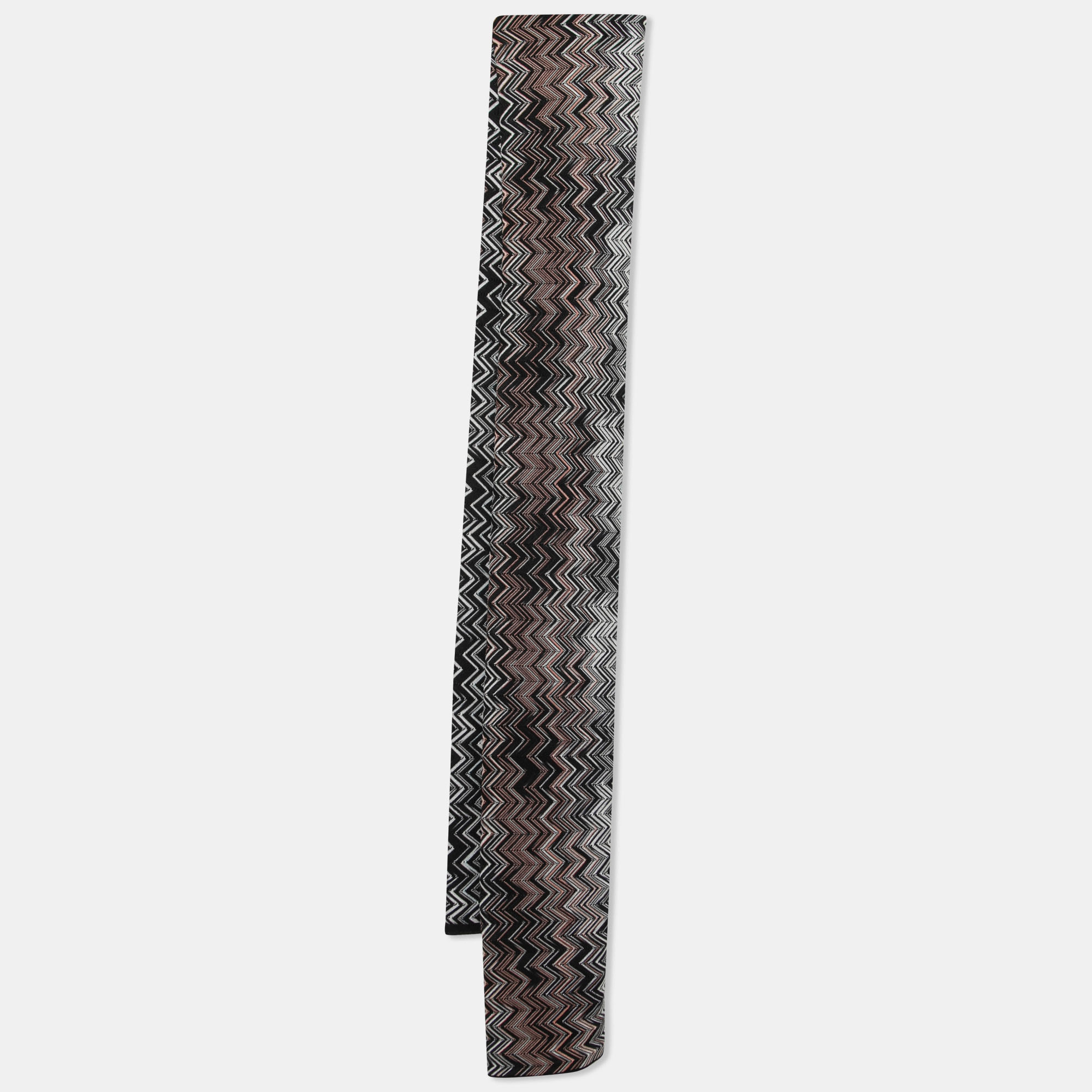

Missoni Multicolor Chevron Patterned Wool Knit Scarf, Black