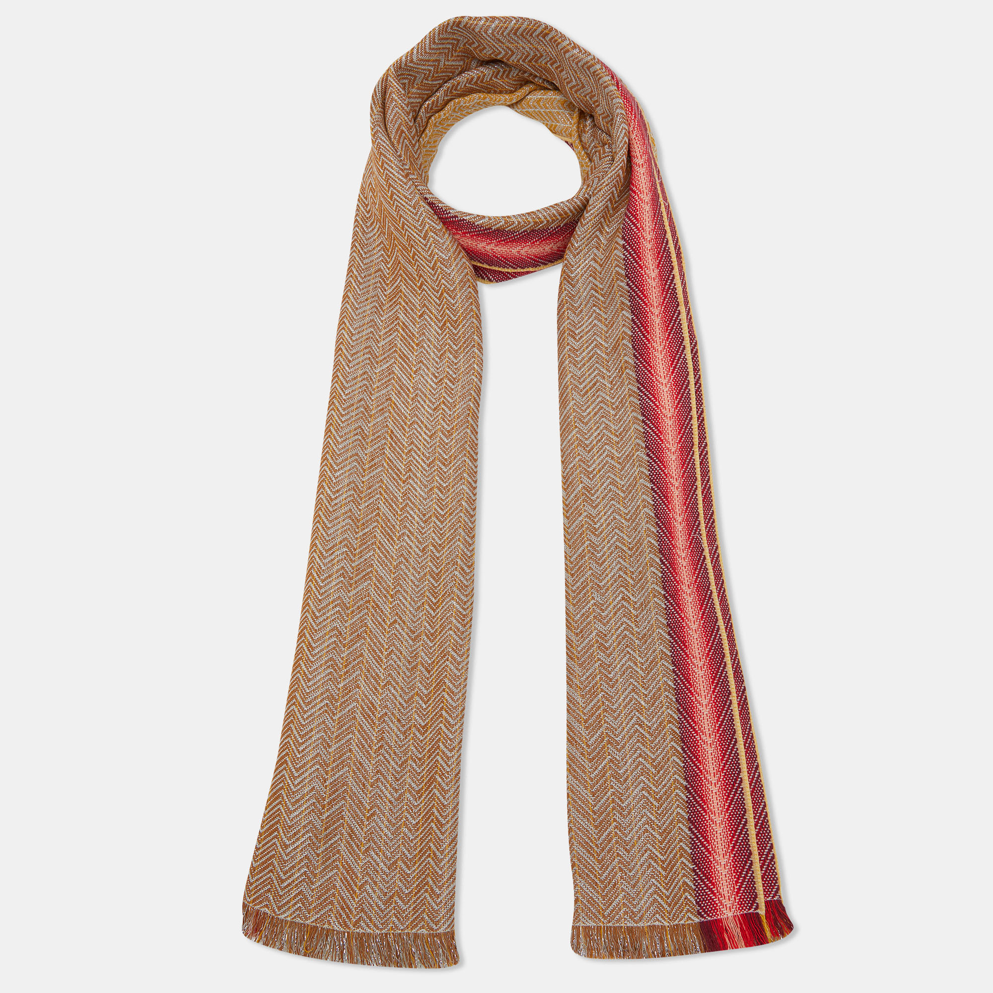 

Missoni Vintage Multicolor Lurex Knit Fringed Scarf