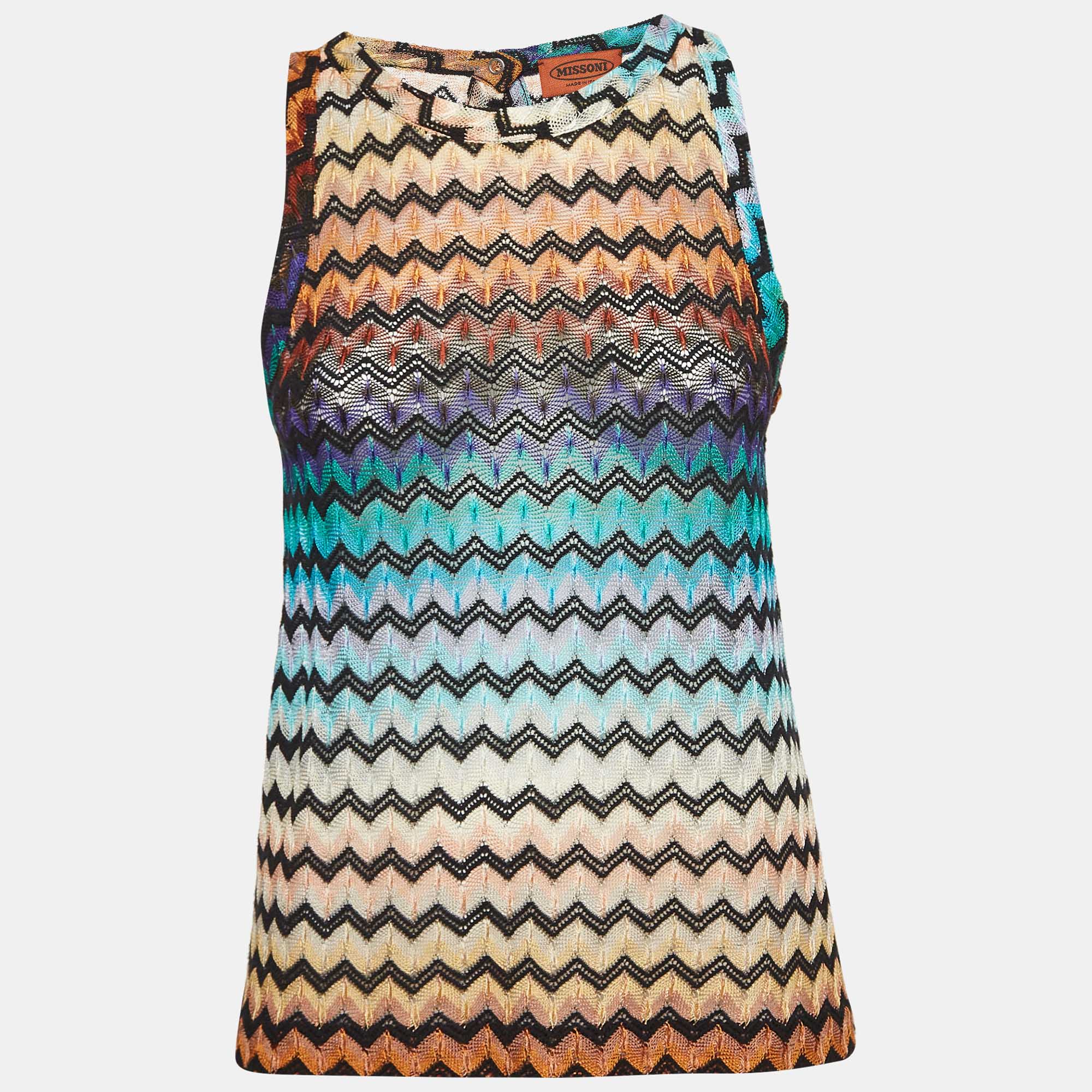 

Missoni Multicolor Chevron Knit Sheer Tank Top M