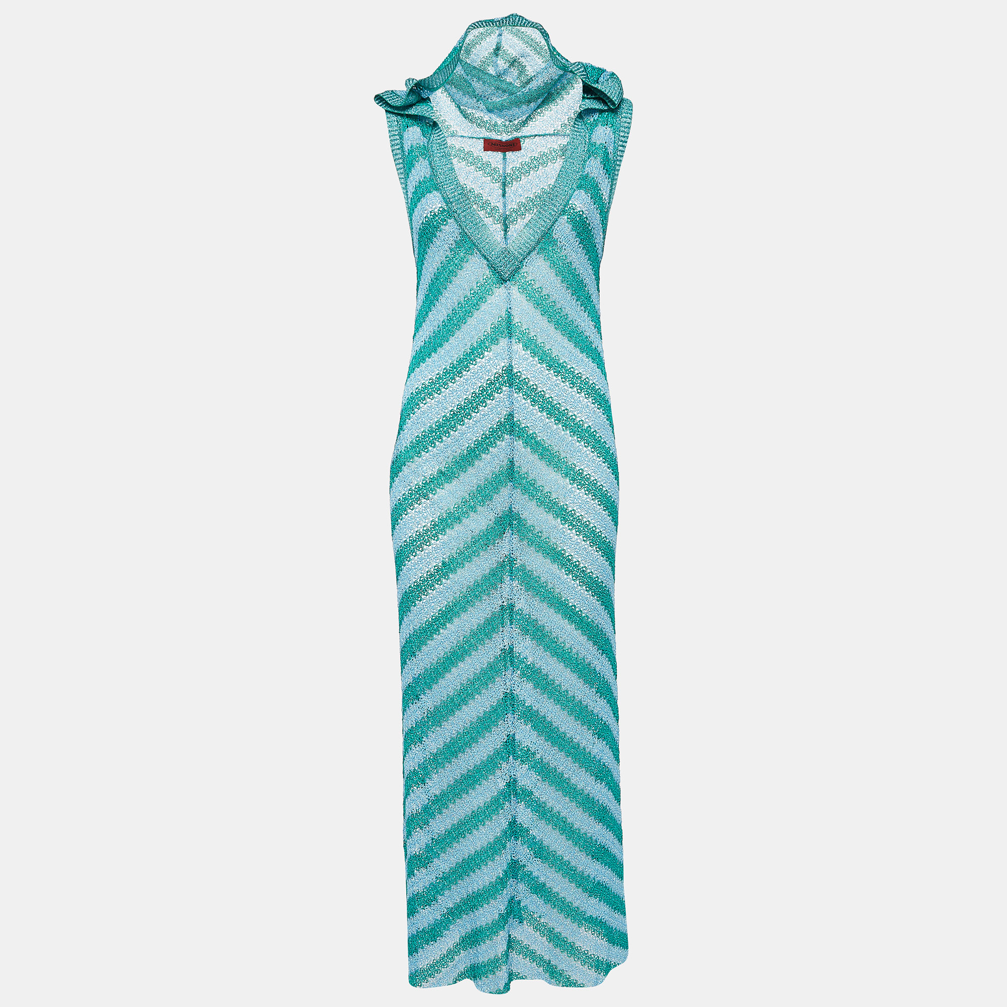 

Missoni Green/Blue Lurex Knit Hooded Cover-Up S