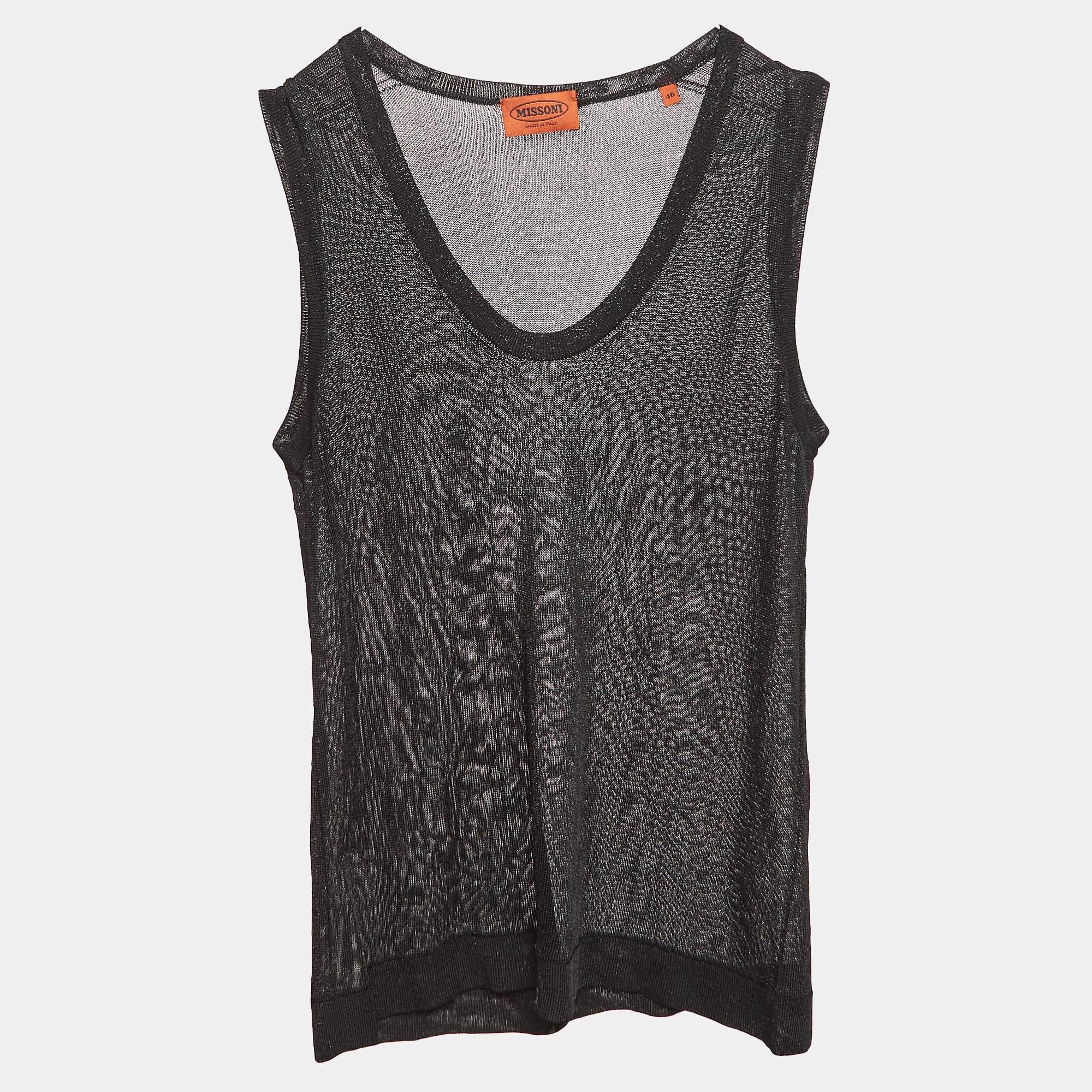 Pre-owned Missoni Black Lurex Knit Tank Top L