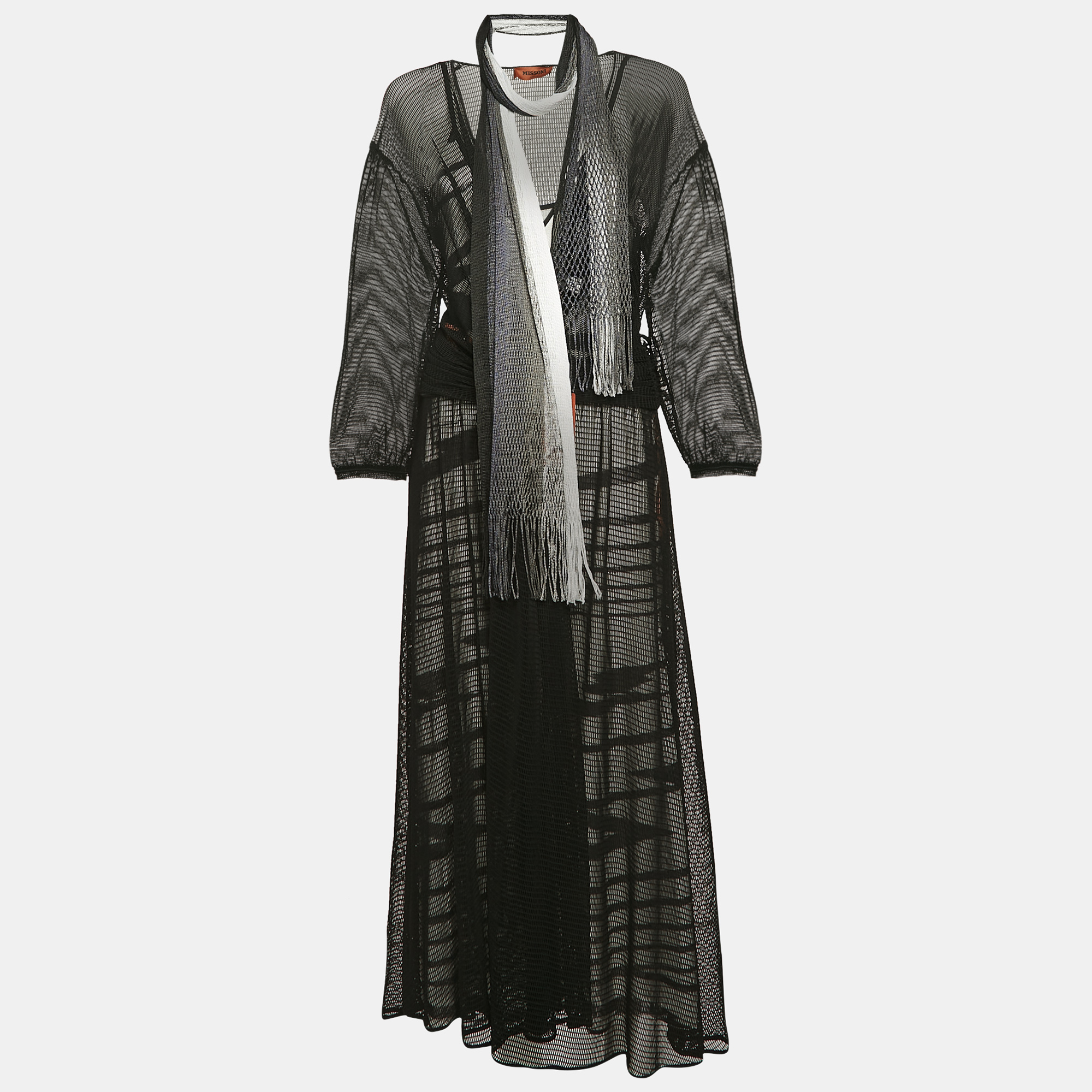 

Missoni Black Mesh Wrap Style Maxi Dress With Scarf M