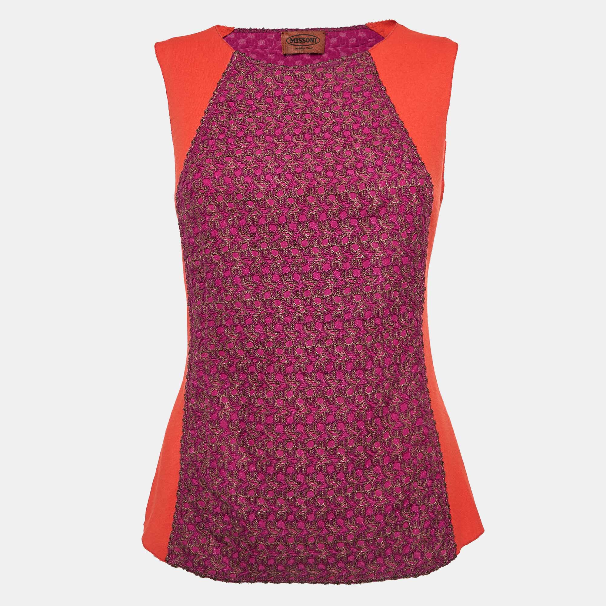 

Missoni Red/Purple Wool Cut-and-Sew Sleeveless Top S