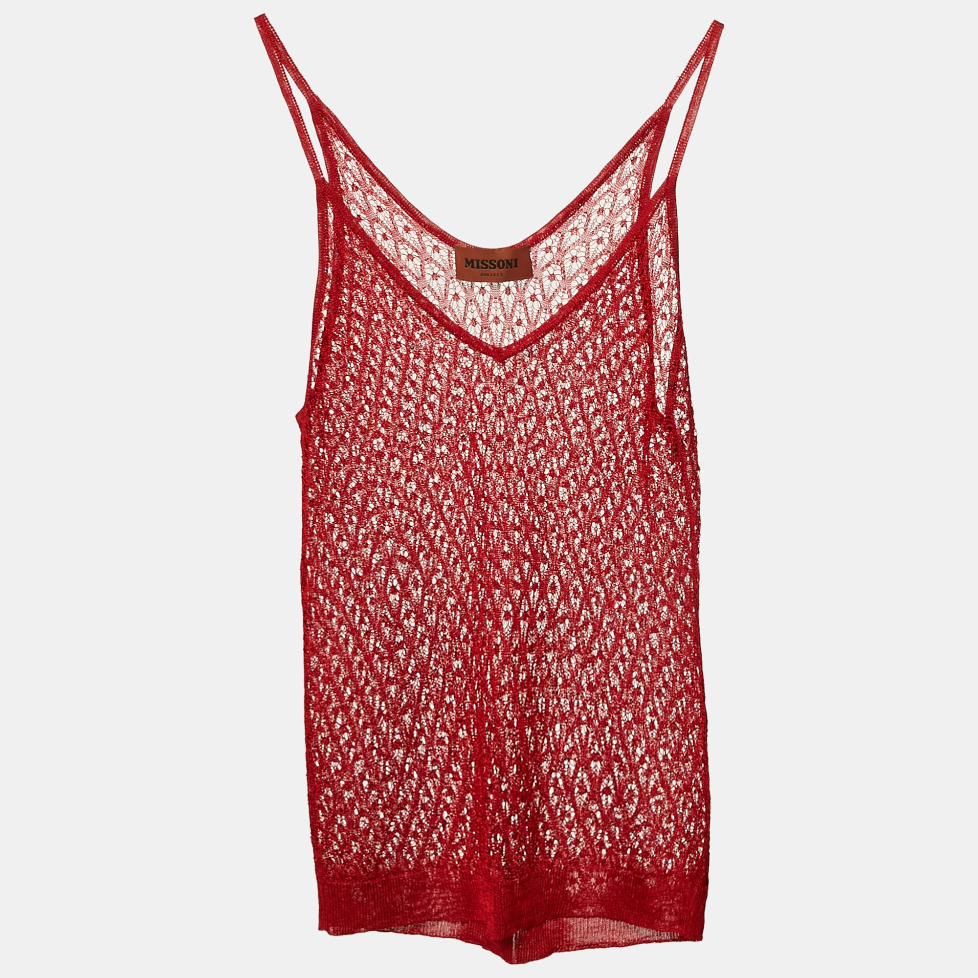 

Missoni Red Stretch Knit Sheer Cami Top S