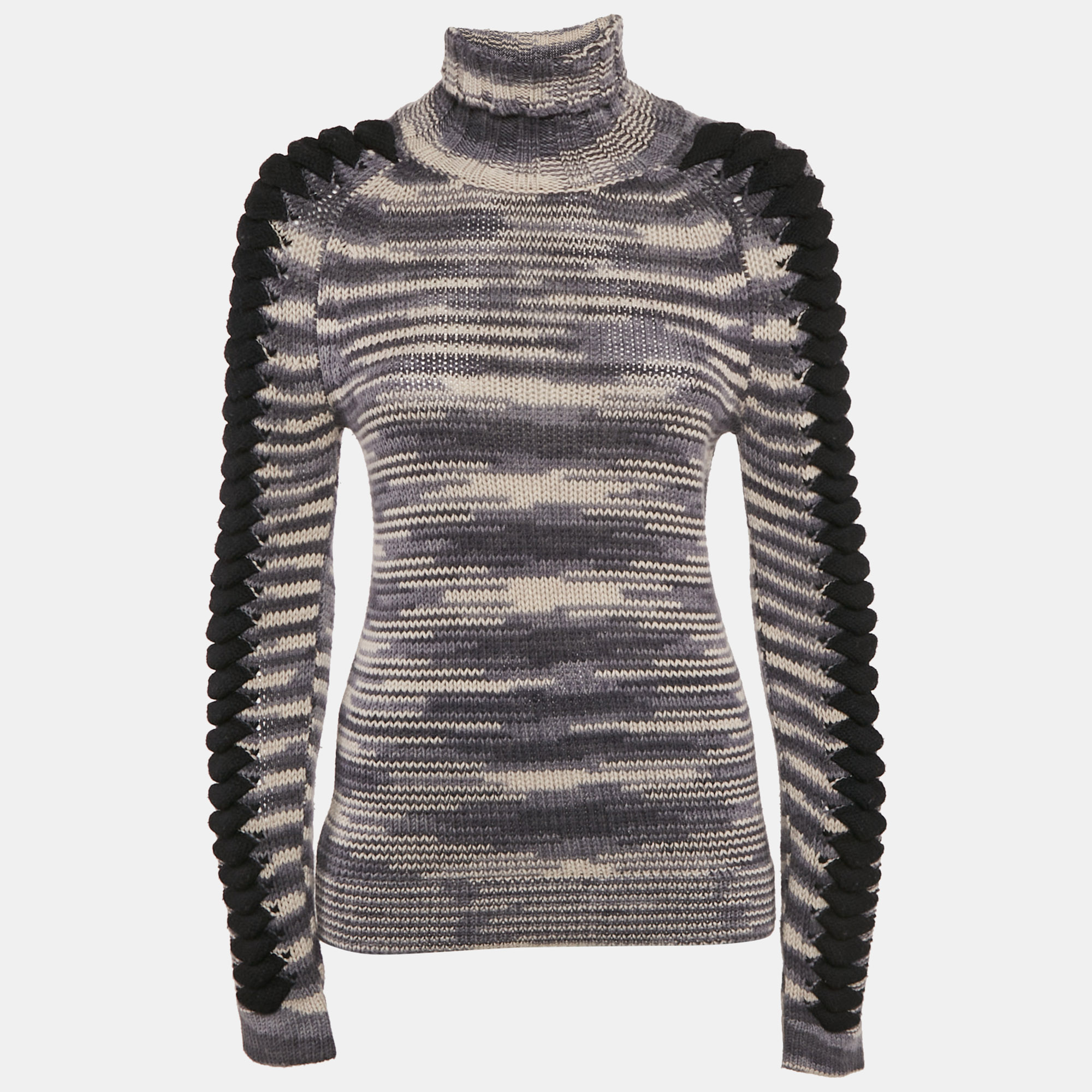 

Missoni Grey Patterned Cashmere and Wool Knit Turtle Neck Sweater M