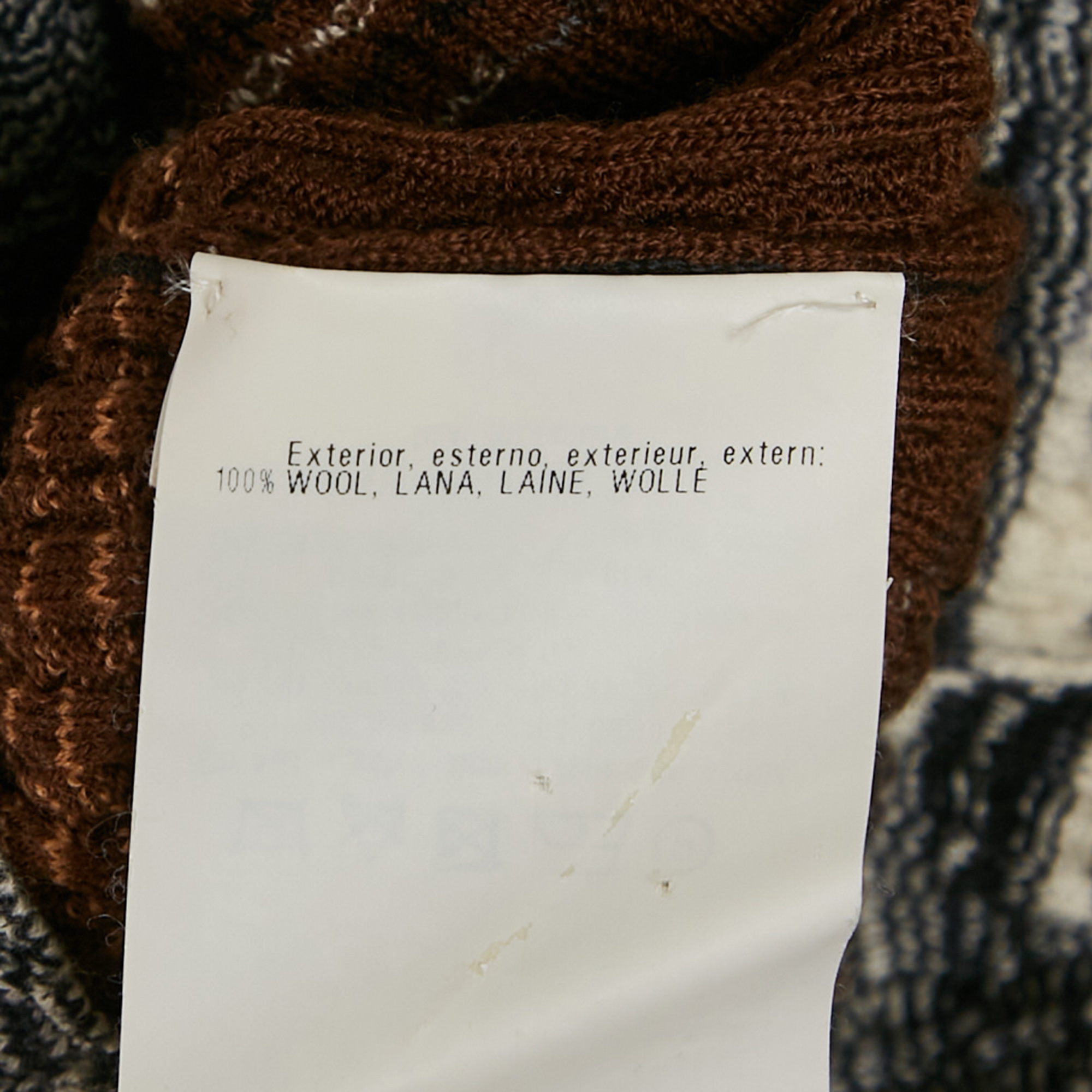 Missoni Multicolor Cable Knit Wool High Neck Sweater S 