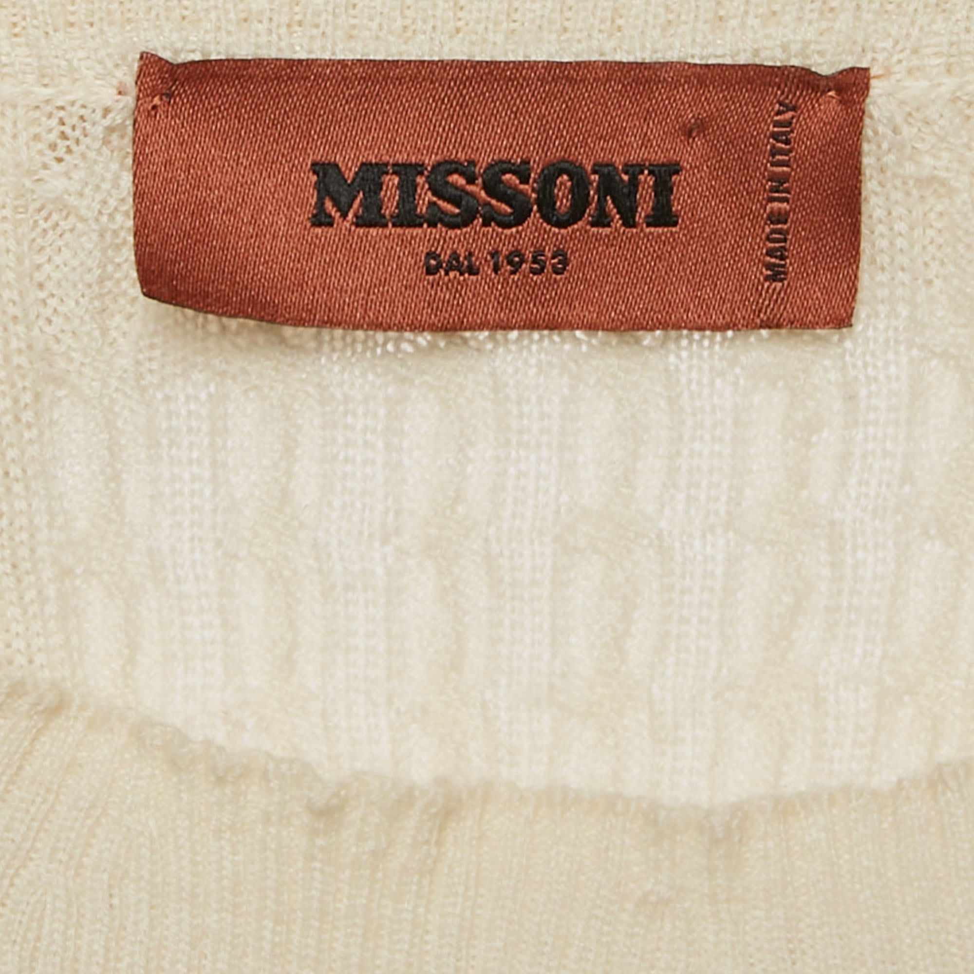 Missoni Multicolor Cable Knit Wool High Neck Sweater S 