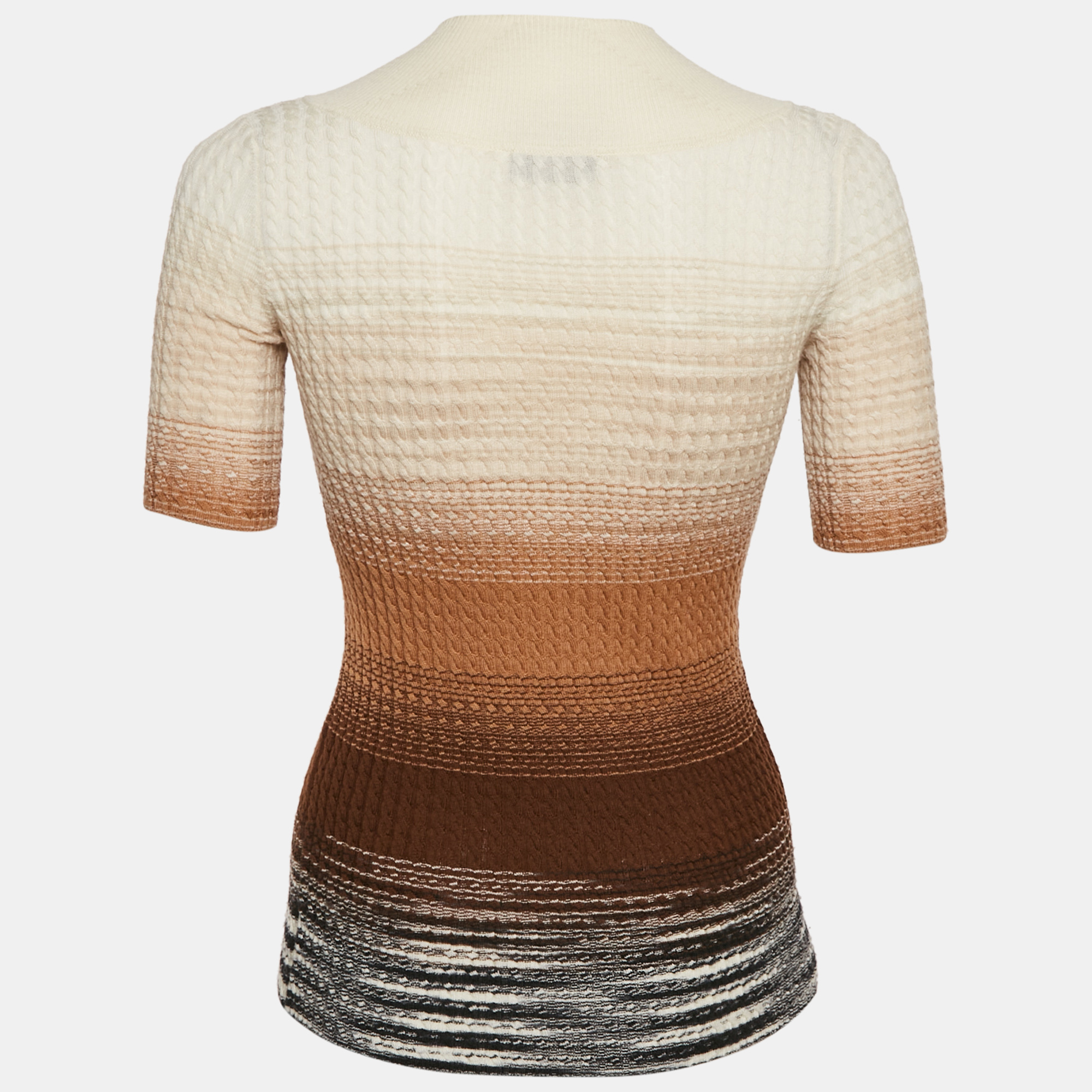 Missoni Multicolor Cable Knit Wool High Neck Sweater S 