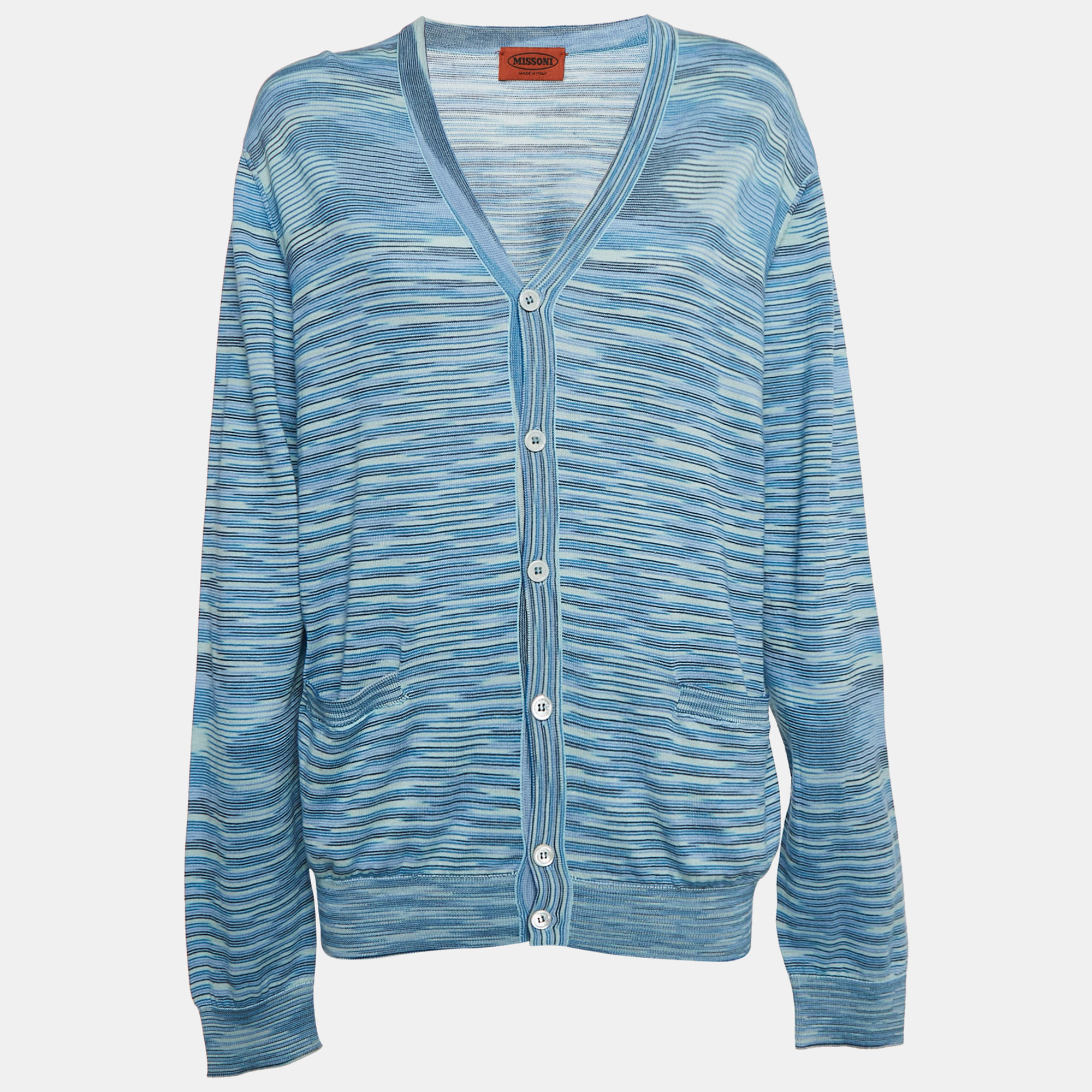 

Missoni Blue/Multicolor Patterned Knit Cardigan L