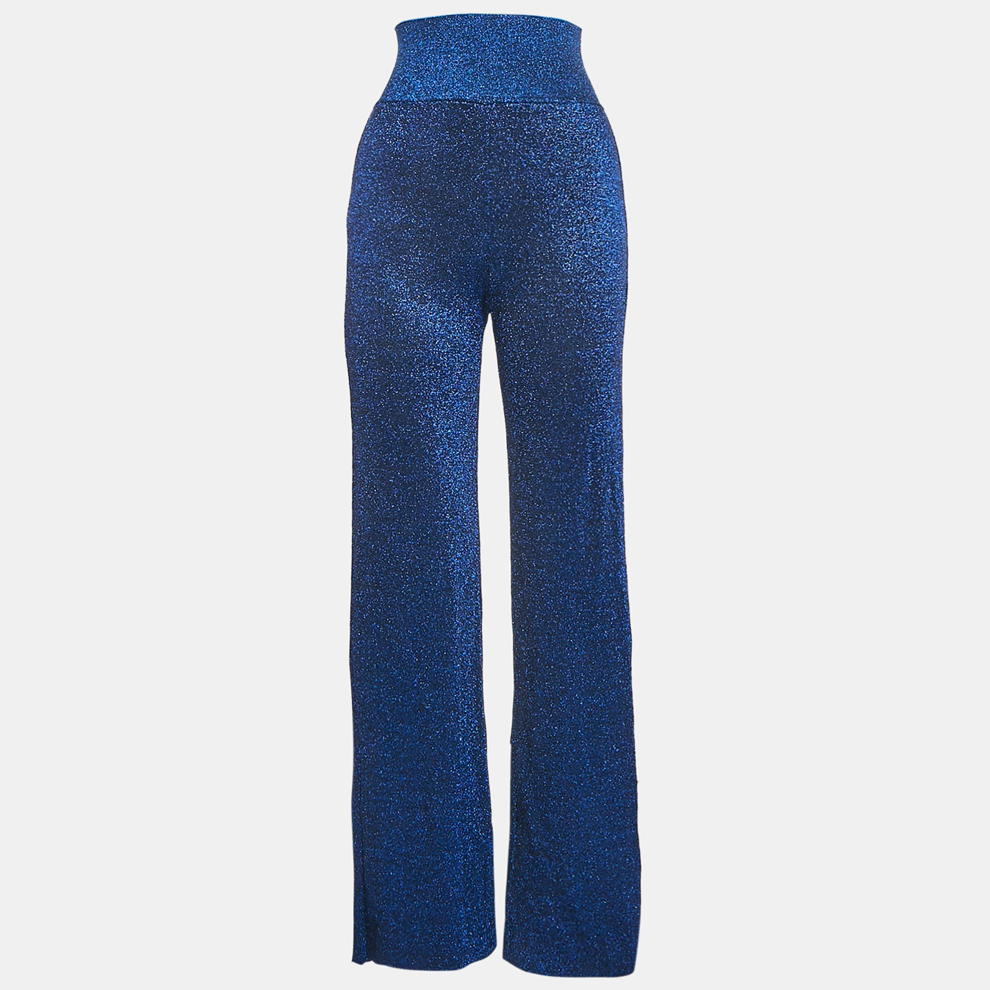 

Missoni Metallic Blue Lamé High Rise Wide-Leg Pants S