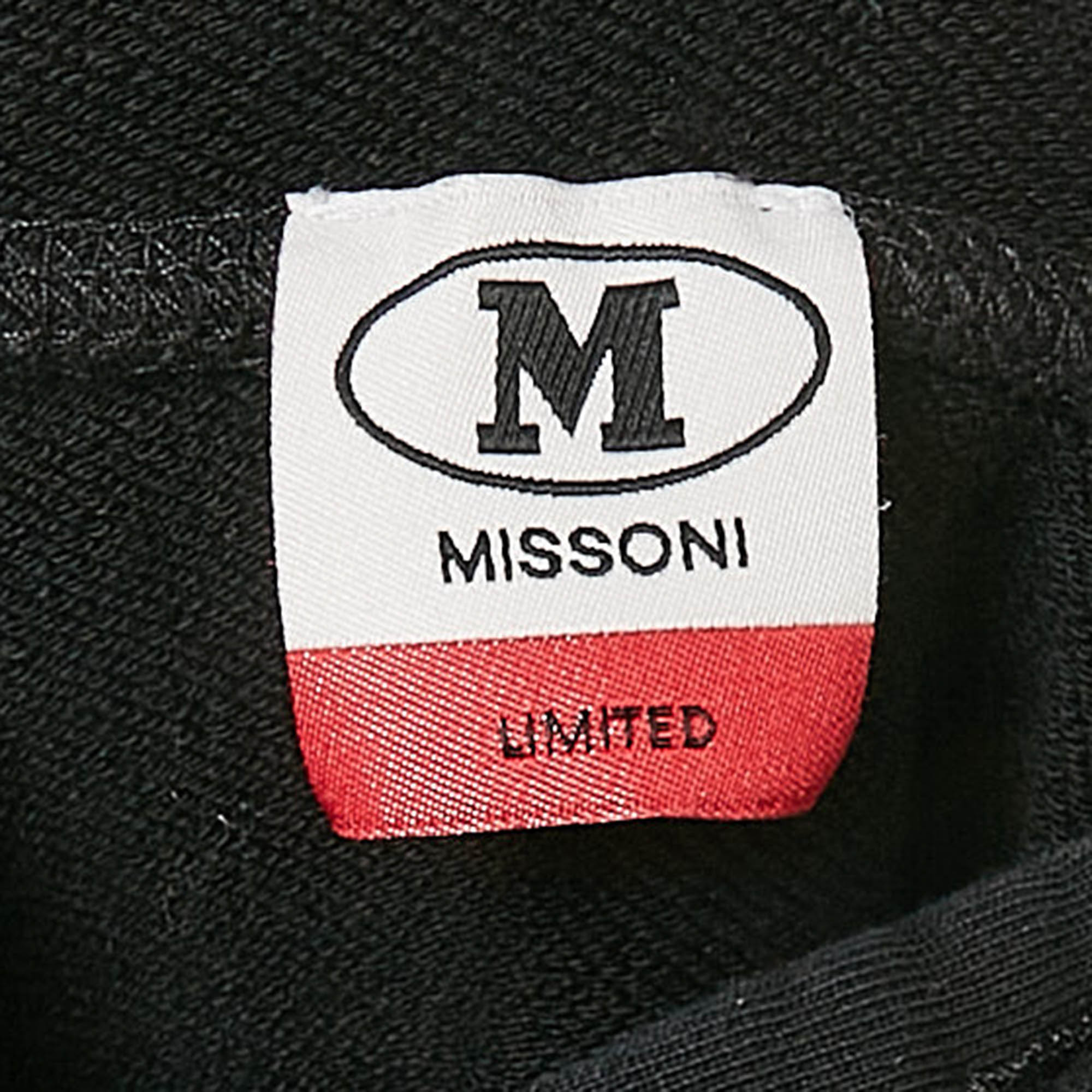 Missoni Black Logo Embroidery Cotton Hooded Sweatshirt S 