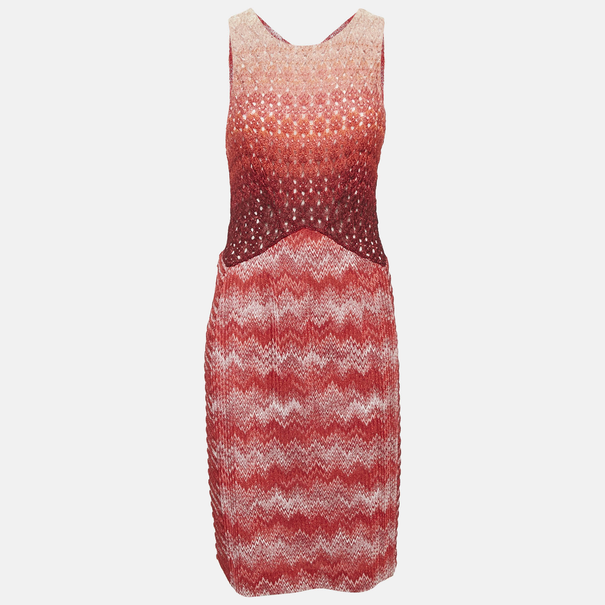 

Missoni Red/Multicolor Patterned Lurex Knit Sleeveless Midi Dress M