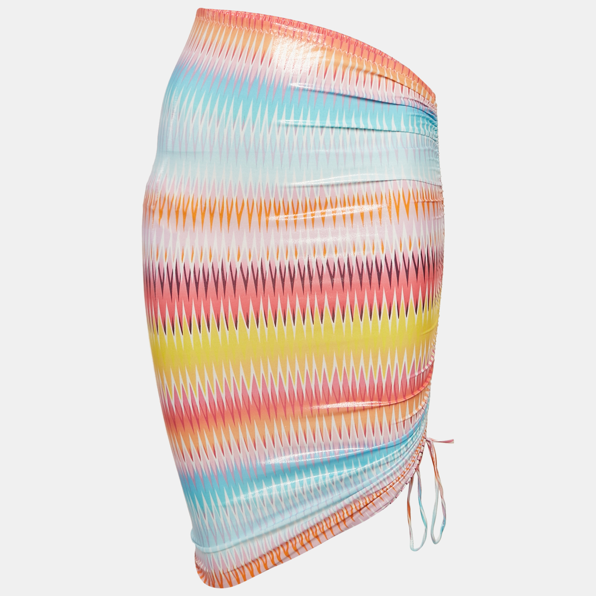 

Missoni Multicolor Chevron Print Ruche Tie-Up Skirt S