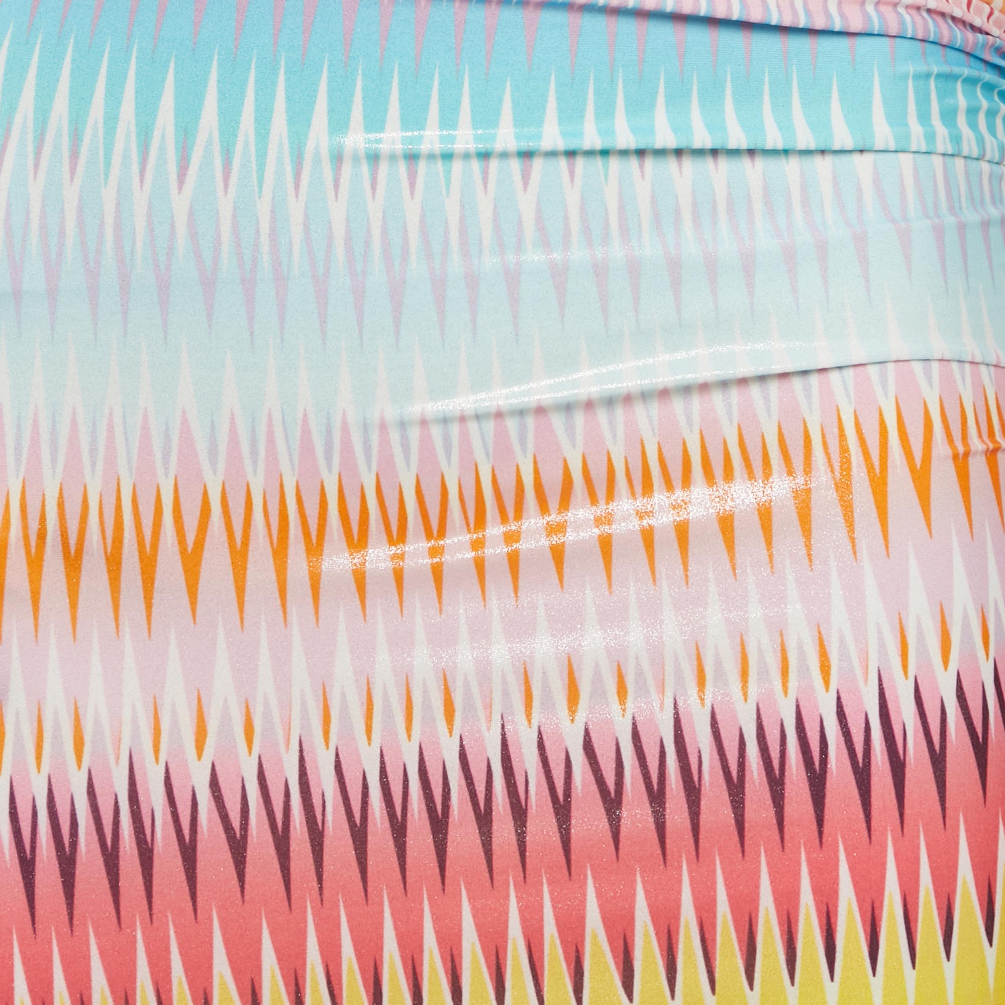 Missoni Multicolor Chevron Print Ruche Tie-Up Skirt S 