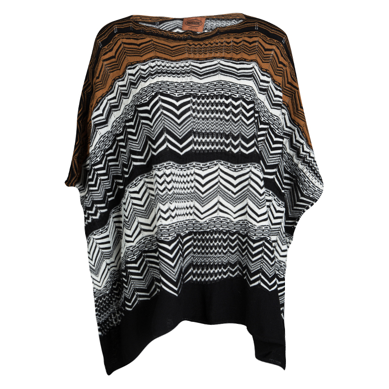 Pre Owned Missoni Multicolor Chevron Pattern Knit Poncho ( One Size )
