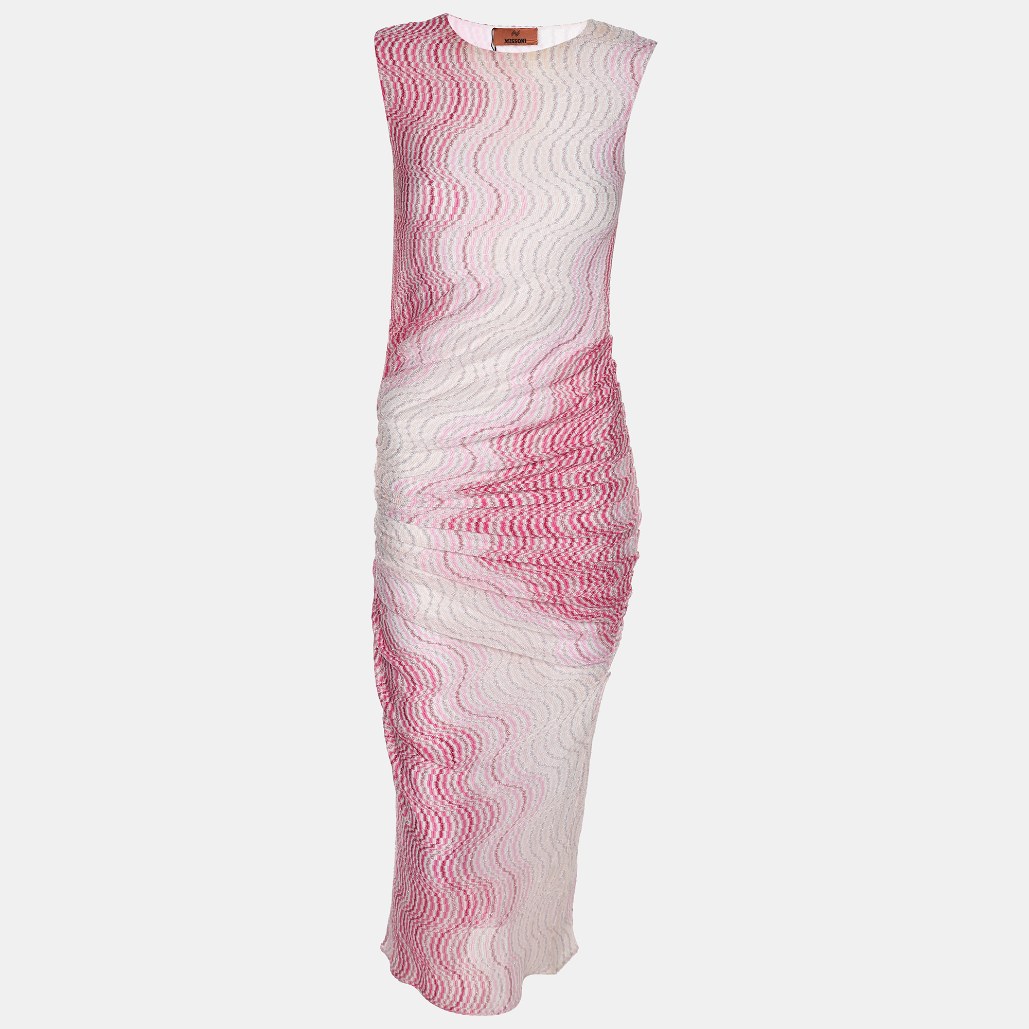 

Missoni Pink Lame Fabric Wave Print Mini Dress S
