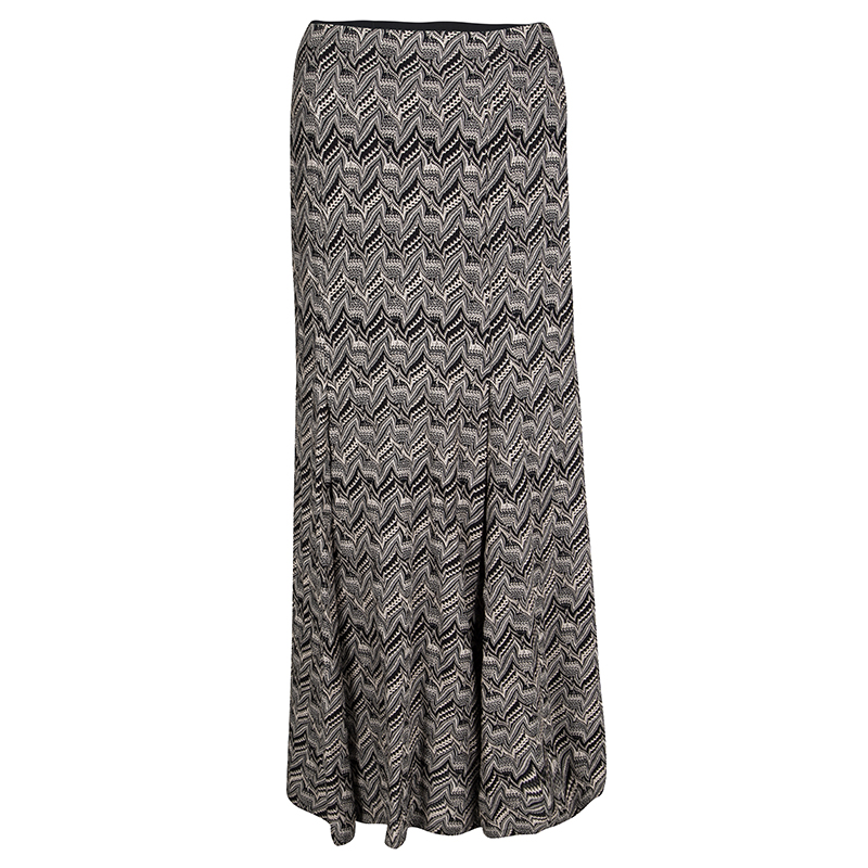 Missoni Patterned Perforated Knit Box Pleat Detail Maxi Skirt M